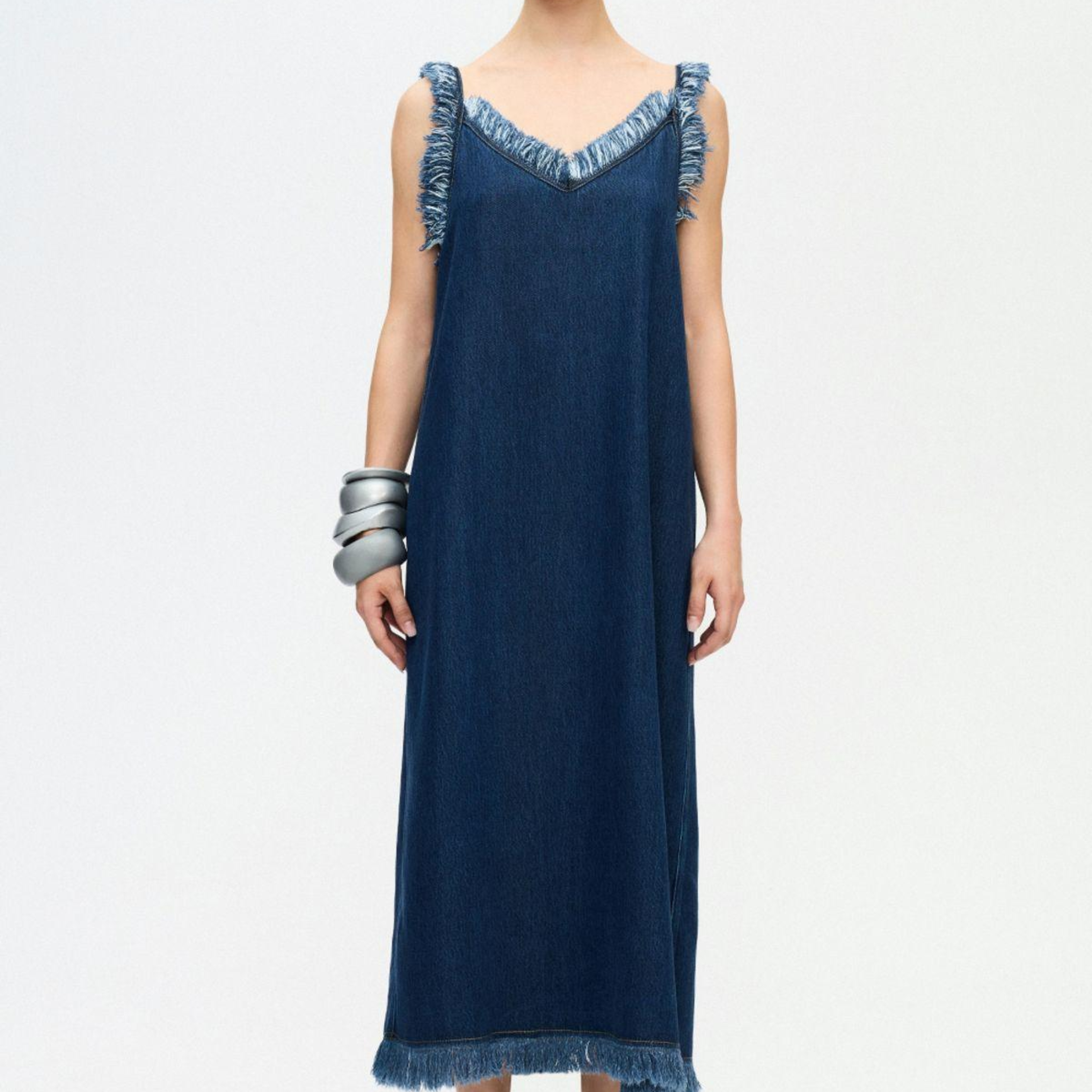 İKİKIZ Denim Askılı Elbise Kadın Renkli