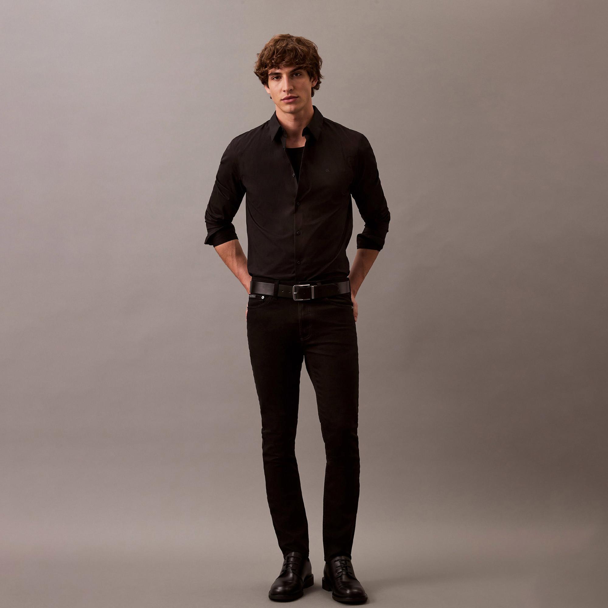 Calvin Klein Solid Slim Erkek Siyah Gömlek