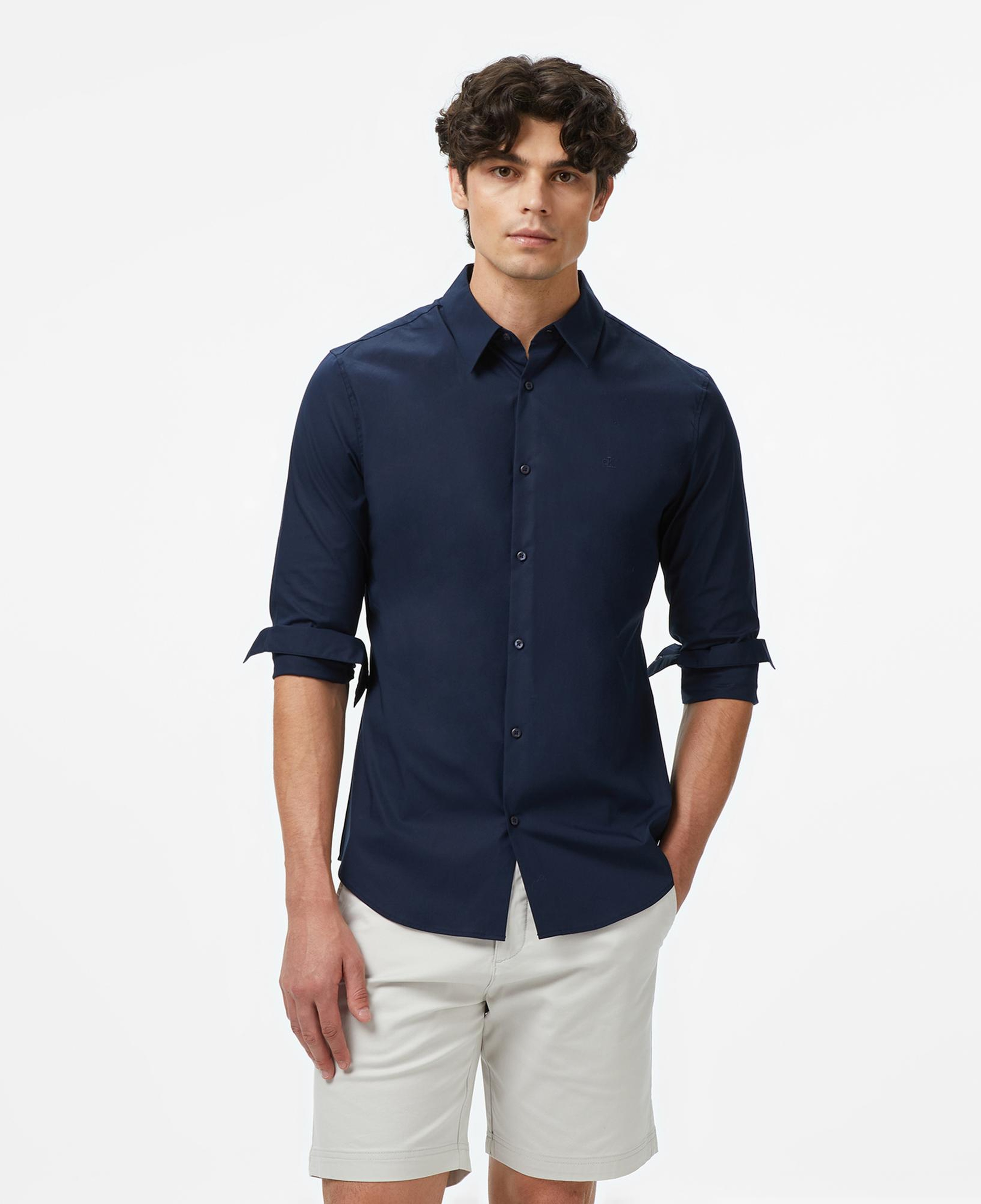 Calvin Klein Solid Stretch Slim Erkek Lacivert Gömlek