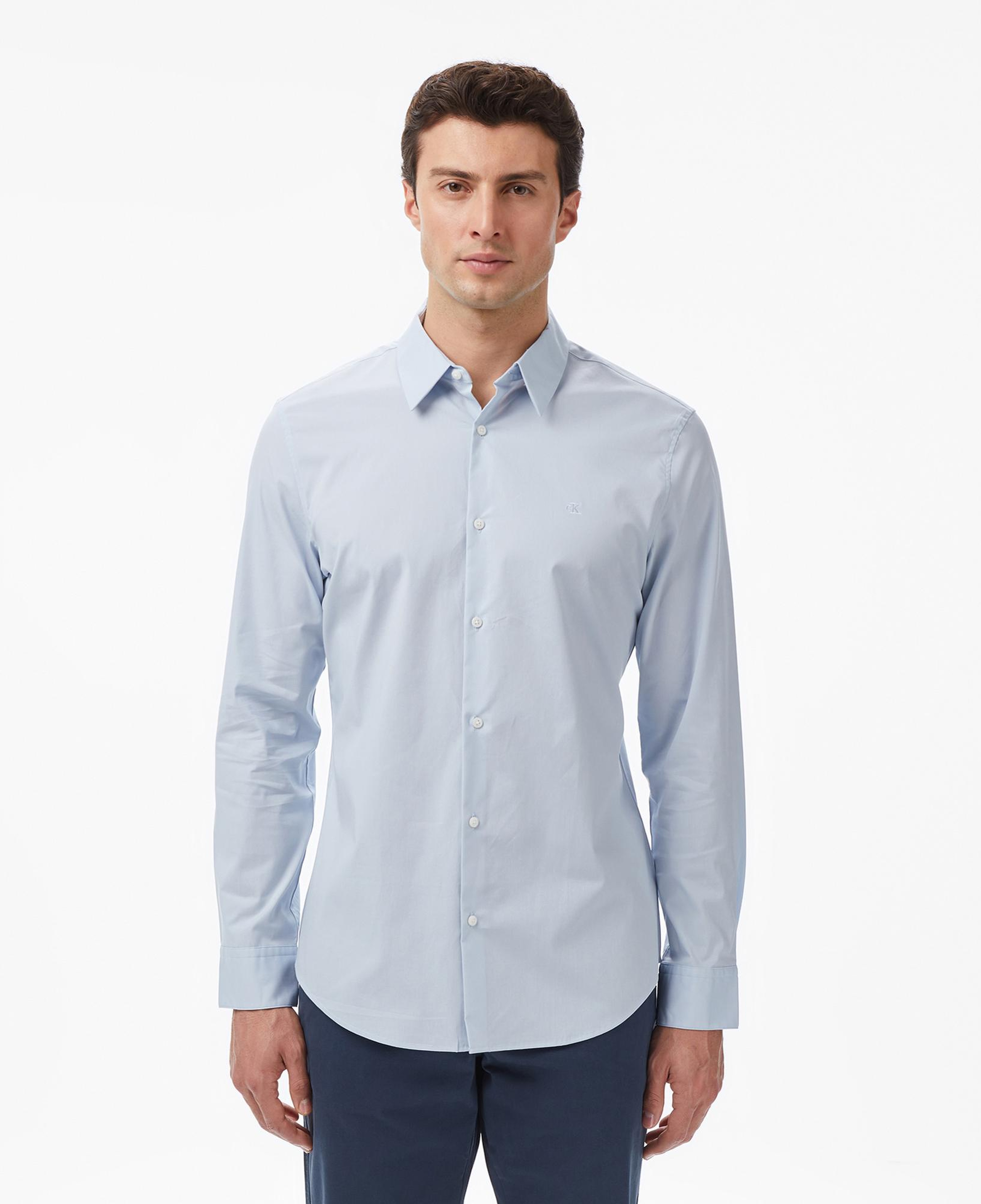 Calvin Klein Solid Stretch Slim Erkek Mavi Gömlek