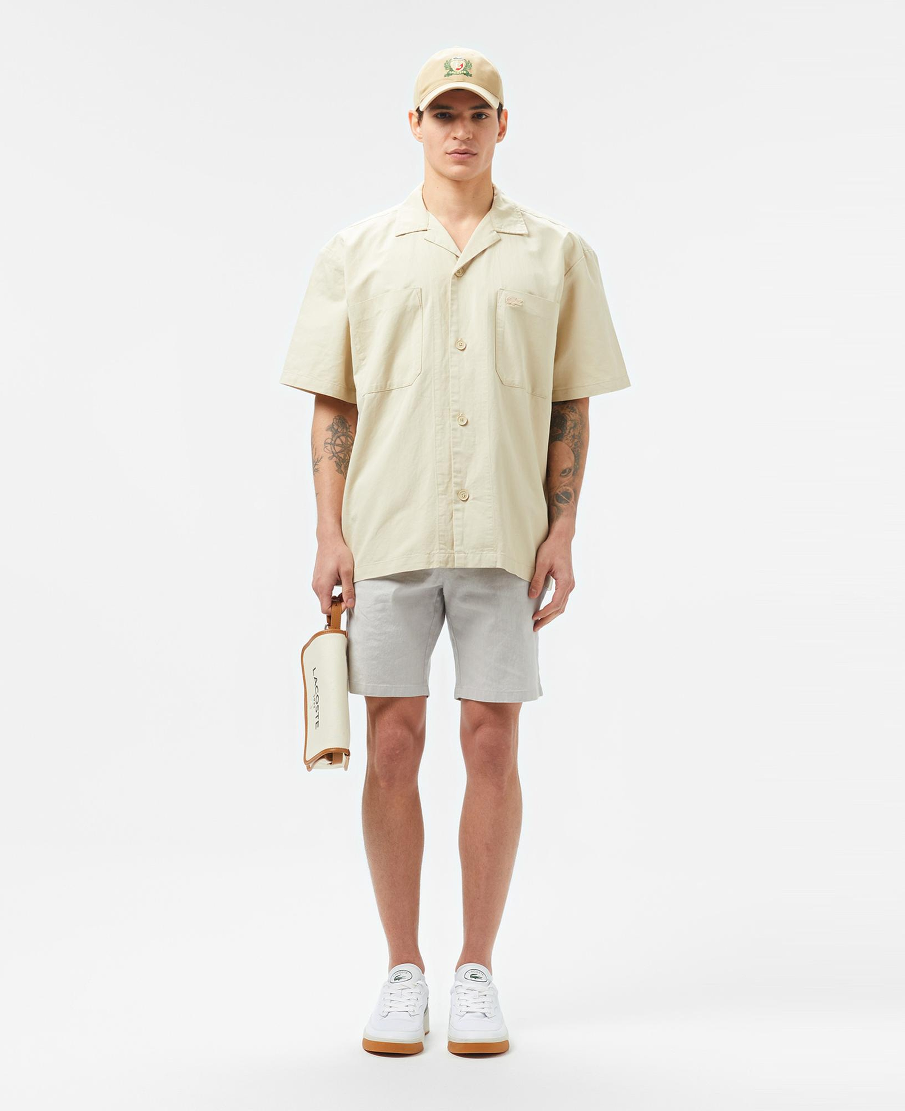 Lacoste Erkek Relaxed Fit Kısa Kollu Bej Gömlek