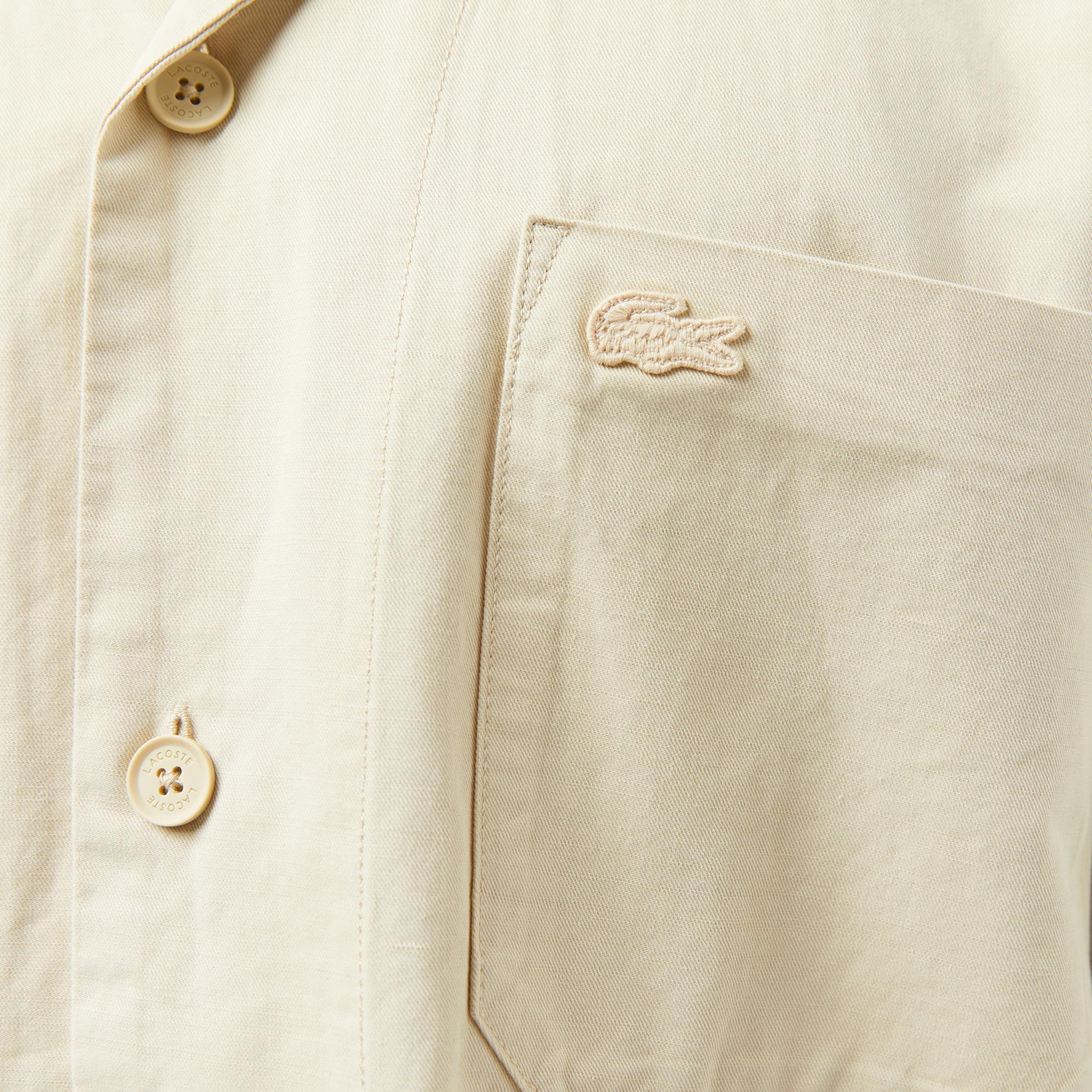 Lacoste Erkek Relaxed Fit Kısa Kollu Bej Gömlek