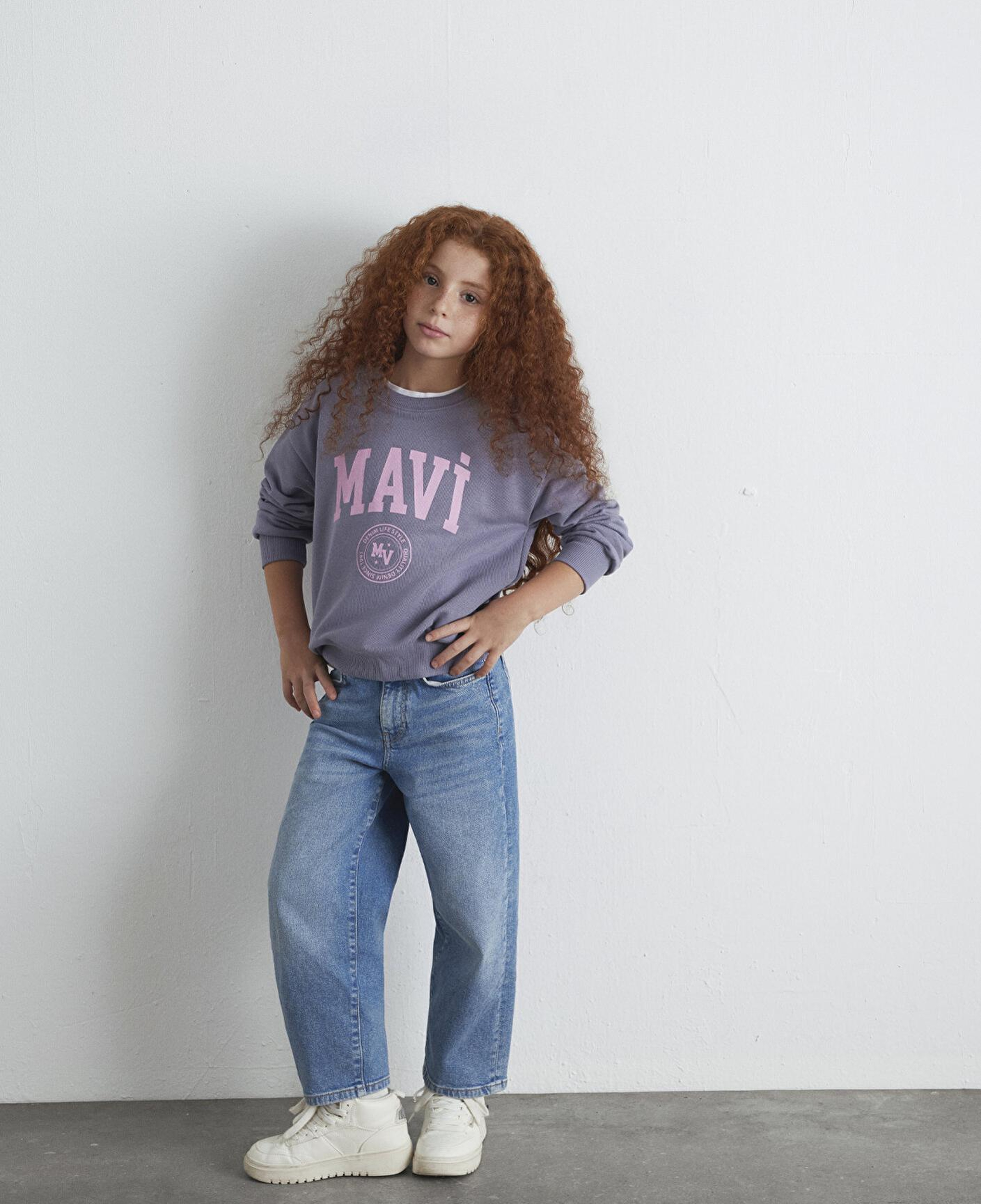 Mavi Mavi Logo Baskılı Mor Sweatshirt 7S10170-88095