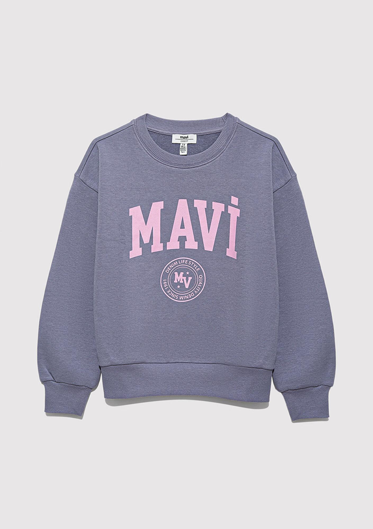 Mavi Mavi Logo Baskılı Mor Sweatshirt 7S10170-88095