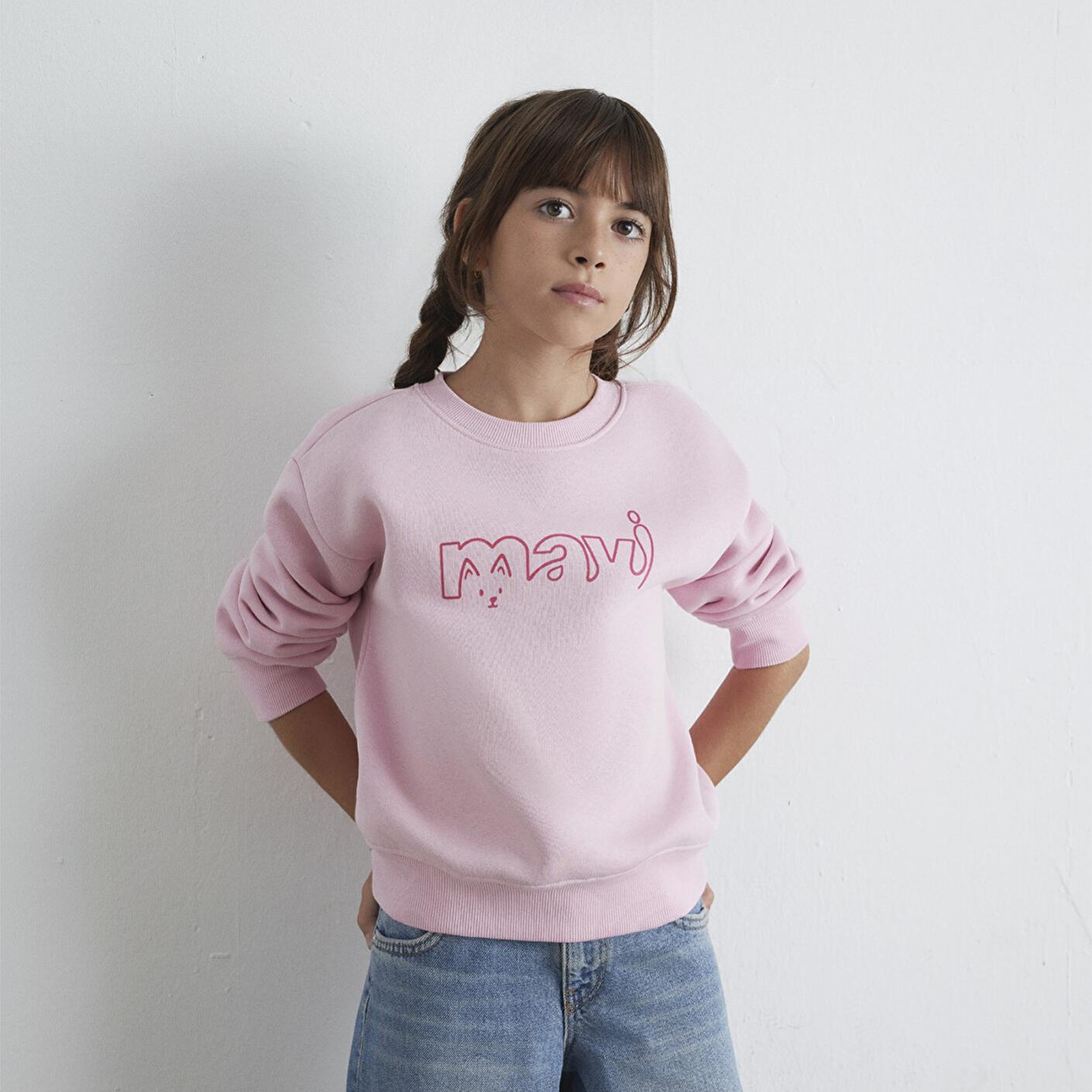 Mavi Mavi Kedi Logo Baskılı Pembe Sweatshirt 7S10162-70973