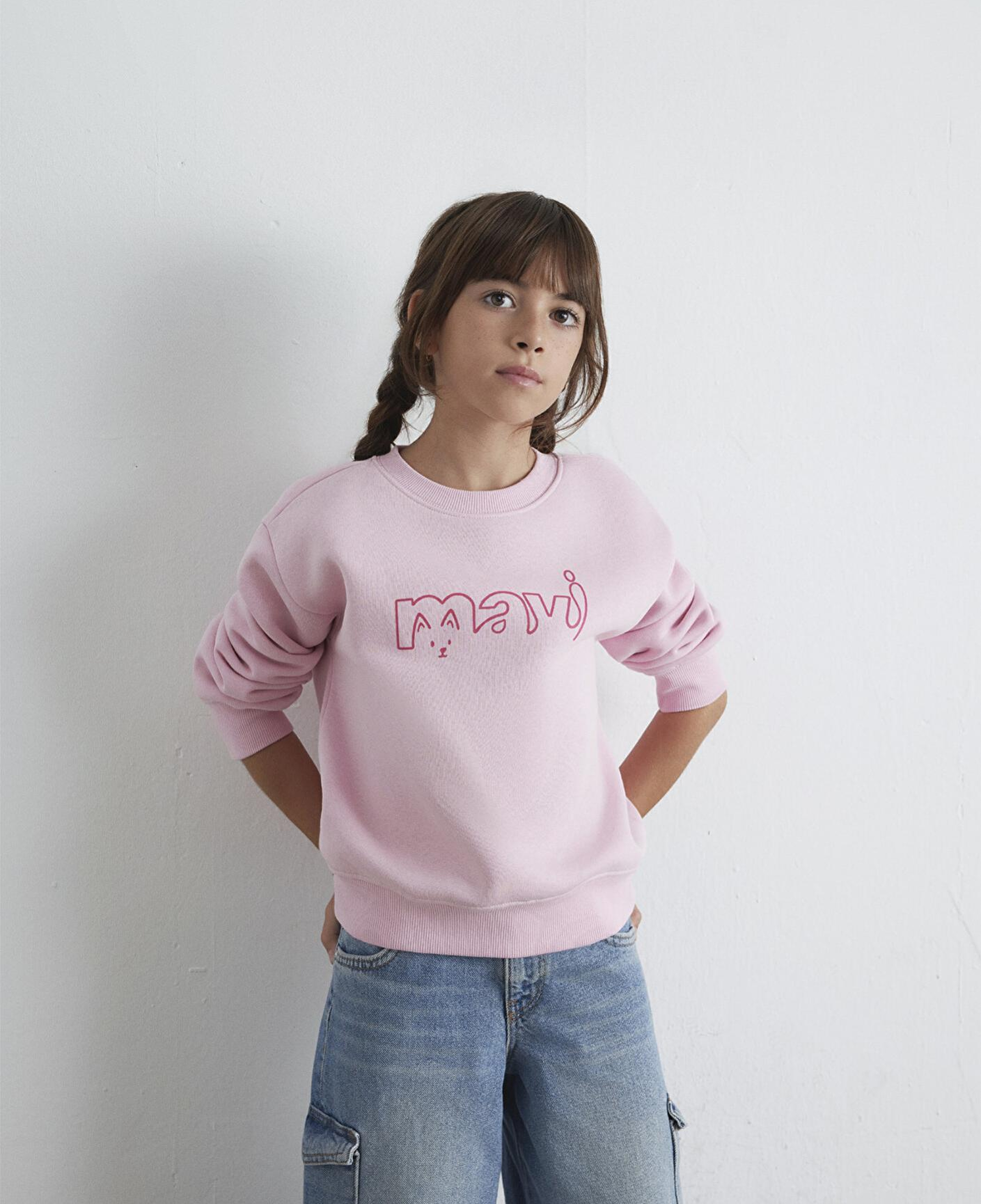 Mavi Mavi Kedi Logo Baskılı Pembe Sweatshirt 7S10162-70973