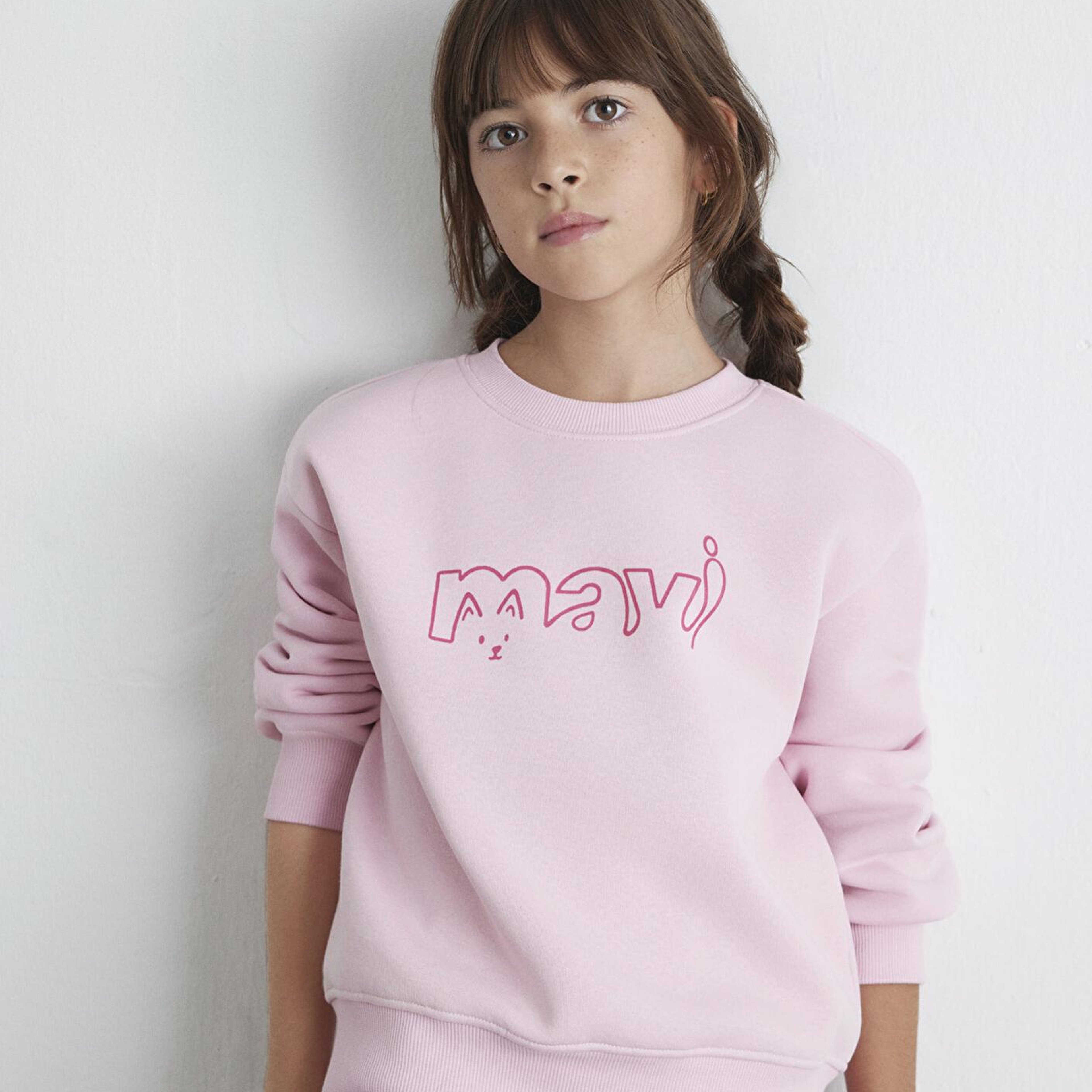 Mavi Mavi Kedi Logo Baskılı Pembe Sweatshirt 7S10162-70973
