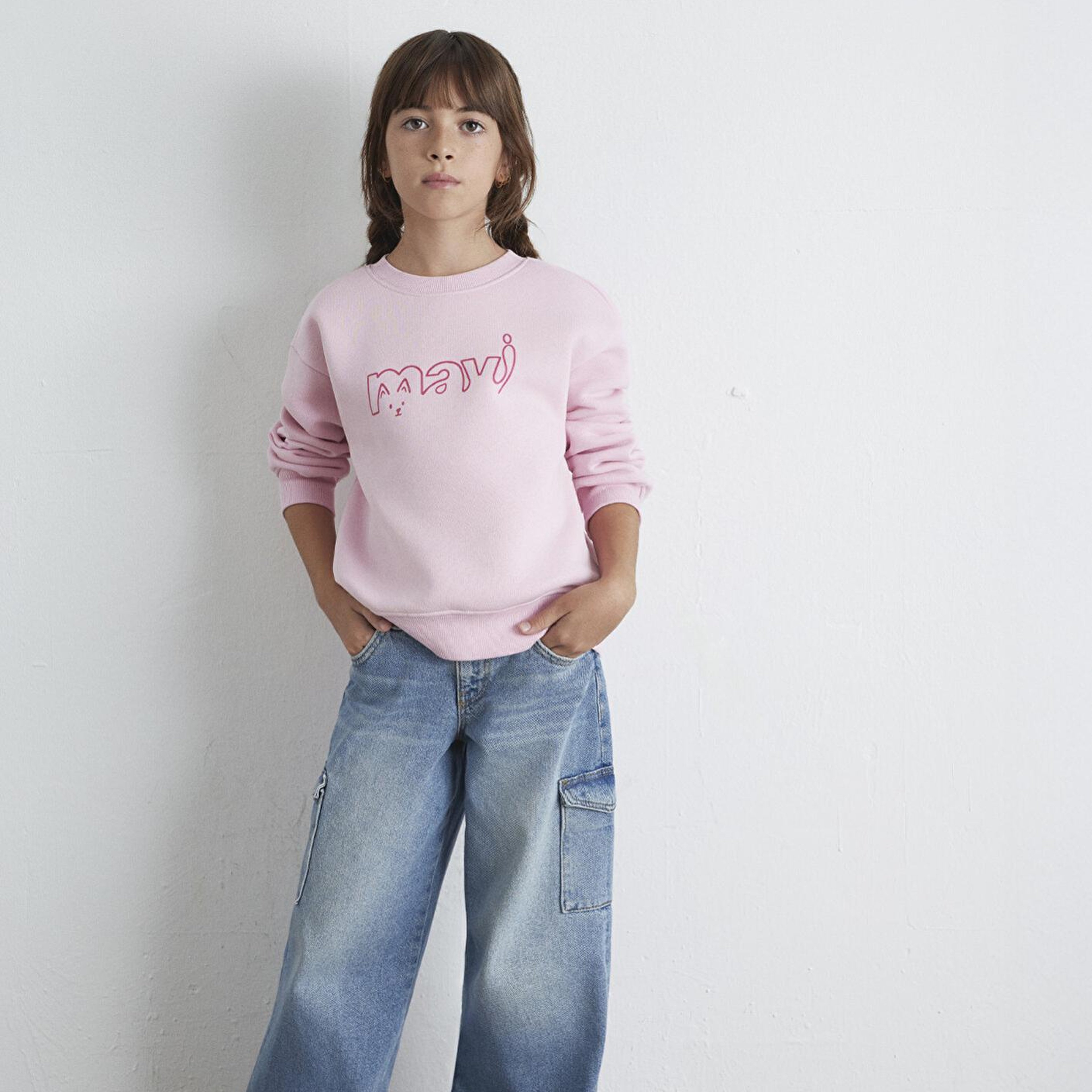 Mavi Mavi Kedi Logo Baskılı Pembe Sweatshirt 7S10162-70973