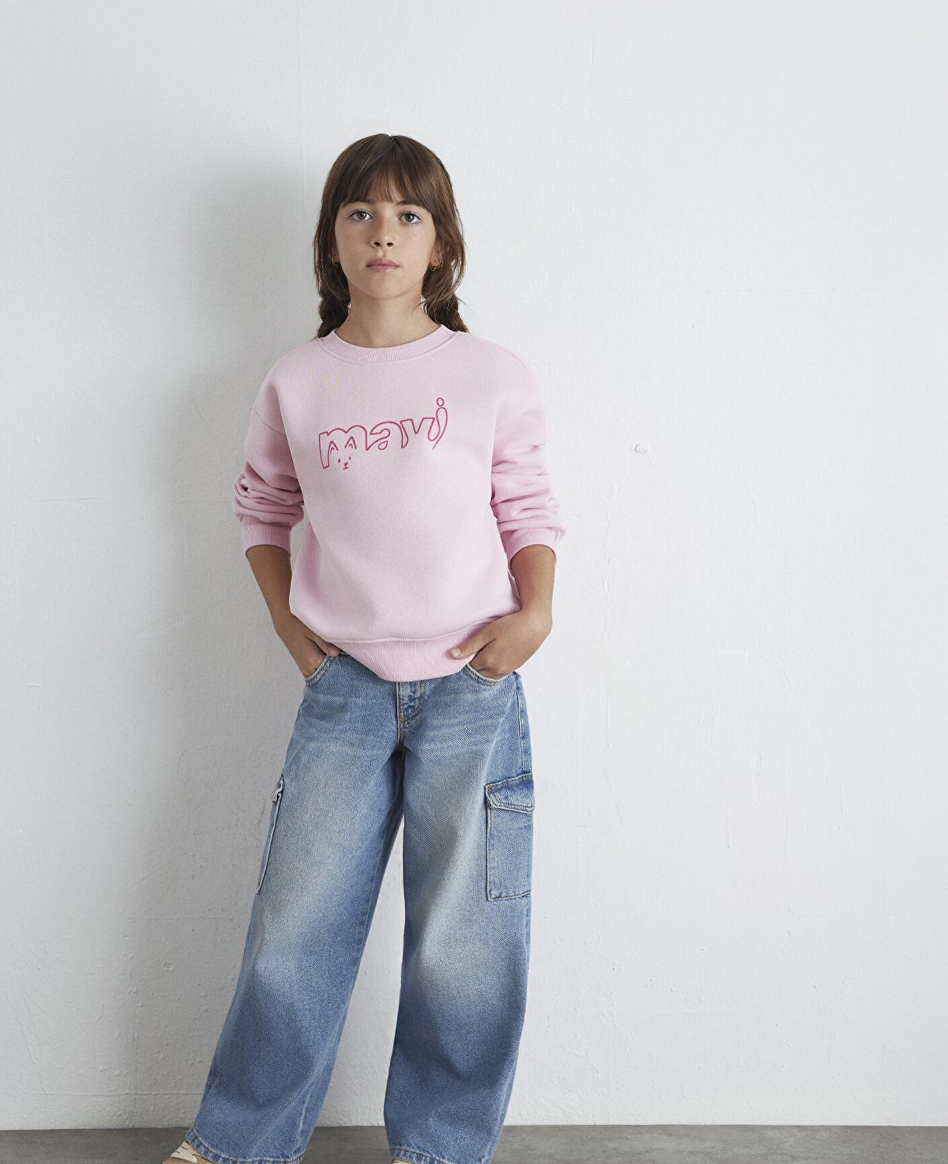 Mavi Mavi Kedi Logo Baskılı Pembe Sweatshirt 7S10162-70973