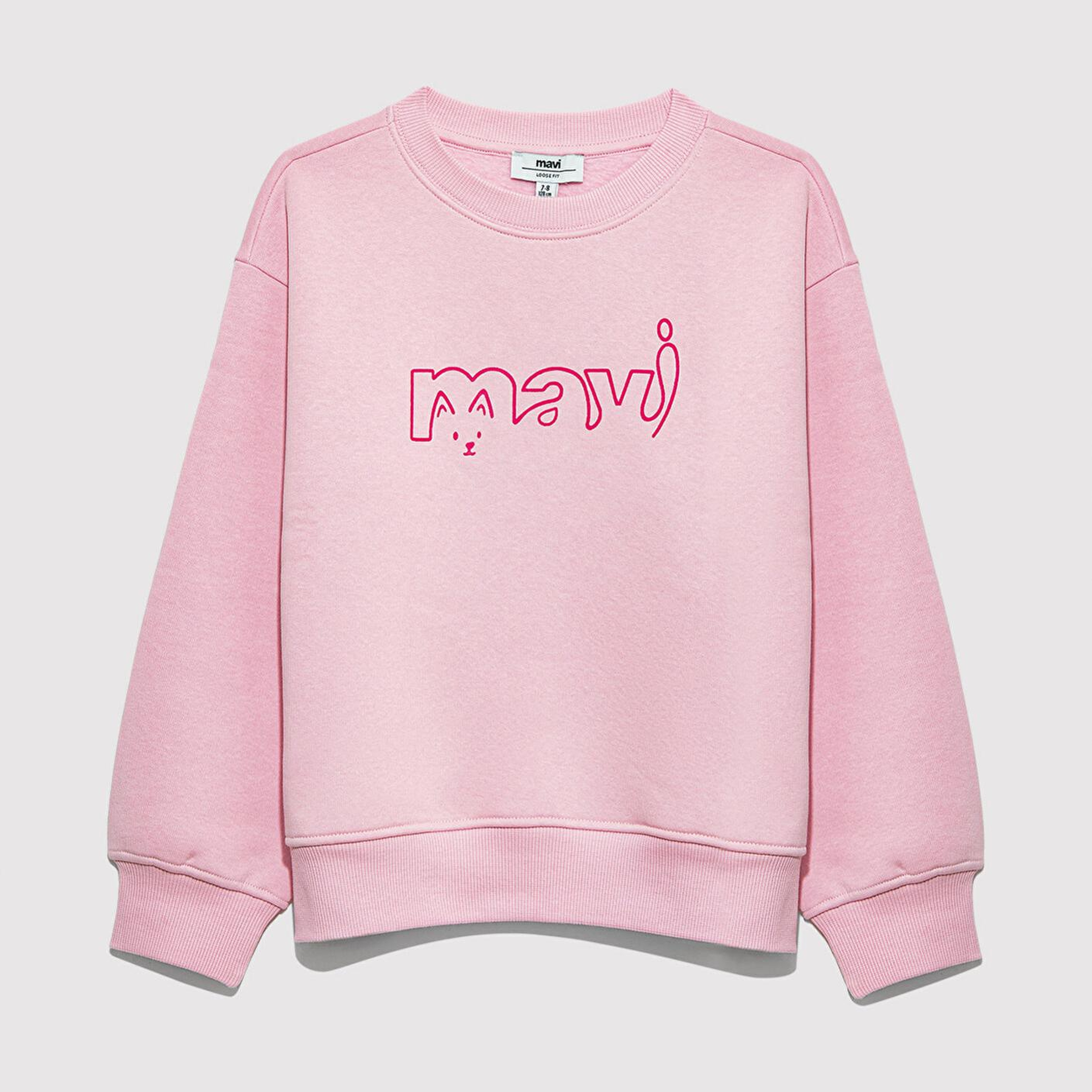 Mavi Mavi Kedi Logo Baskılı Pembe Sweatshirt 7S10162-70973