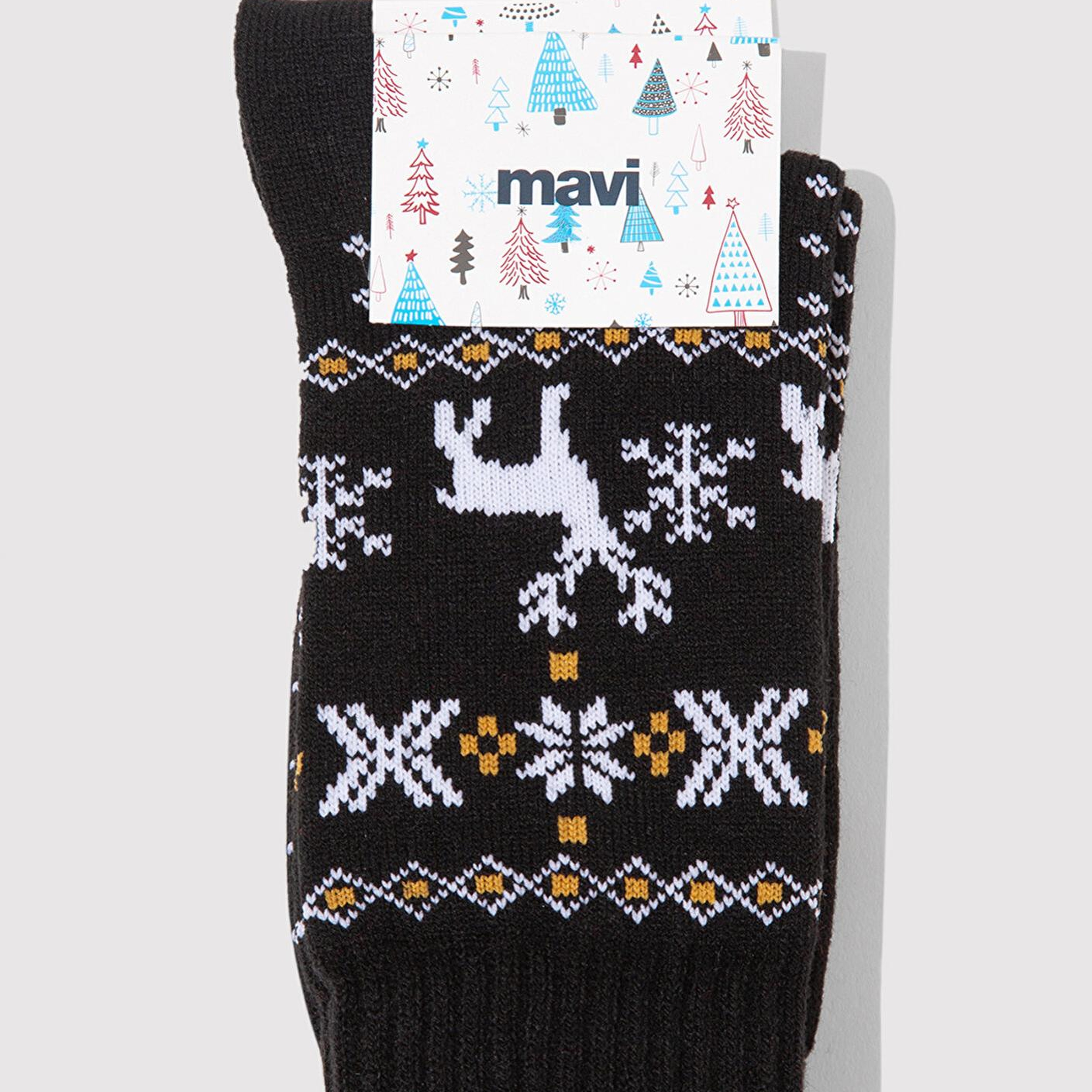 Mavi Yılbaşı Temalı Siyah Bot Çorabı 0912132-900
