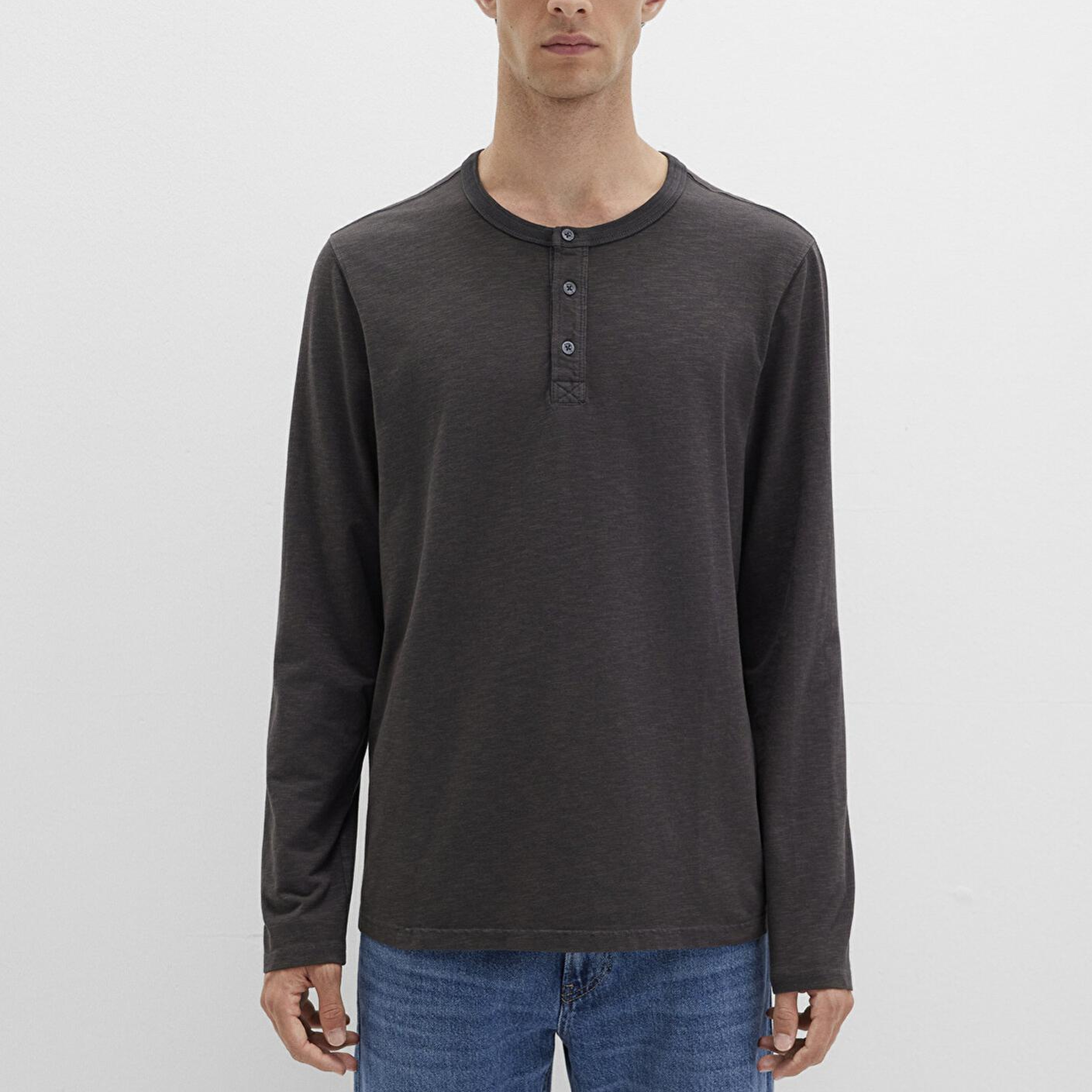 Mavi Uzun Kollu Antrasit Tişört Loose Fit / Bol Rahat Kesim 0613117-70092