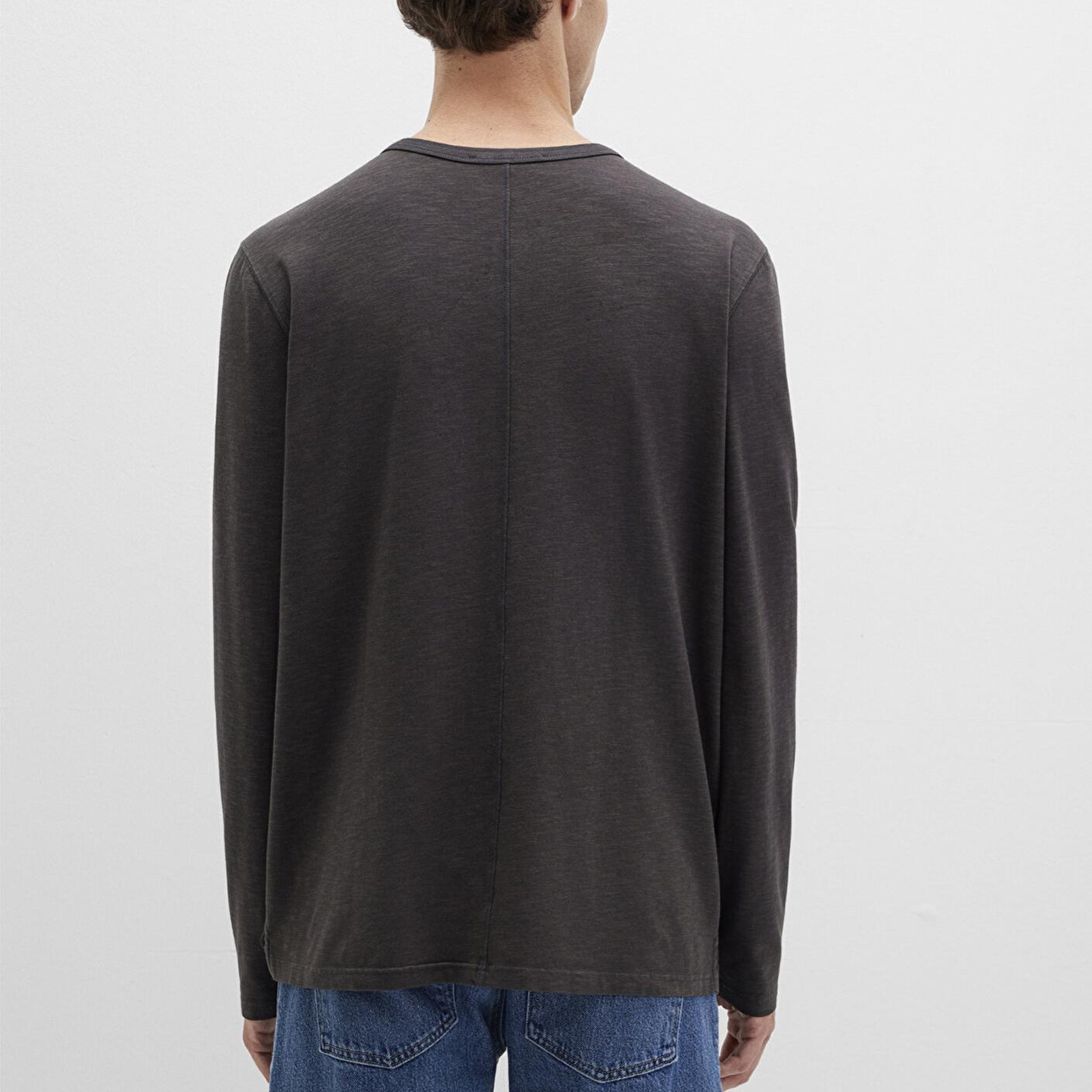 Mavi Uzun Kollu Antrasit Tişört Loose Fit / Bol Rahat Kesim 0613117-70092