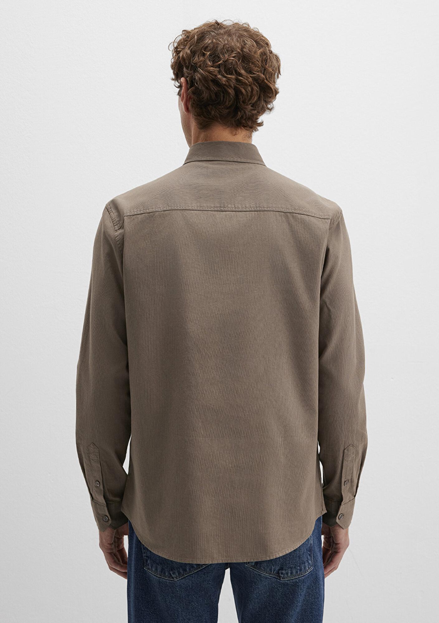 Mavi M Logo Nakışlı Kahverengi Gömlek Slim Fit / Dar Kesim 0211192-83866