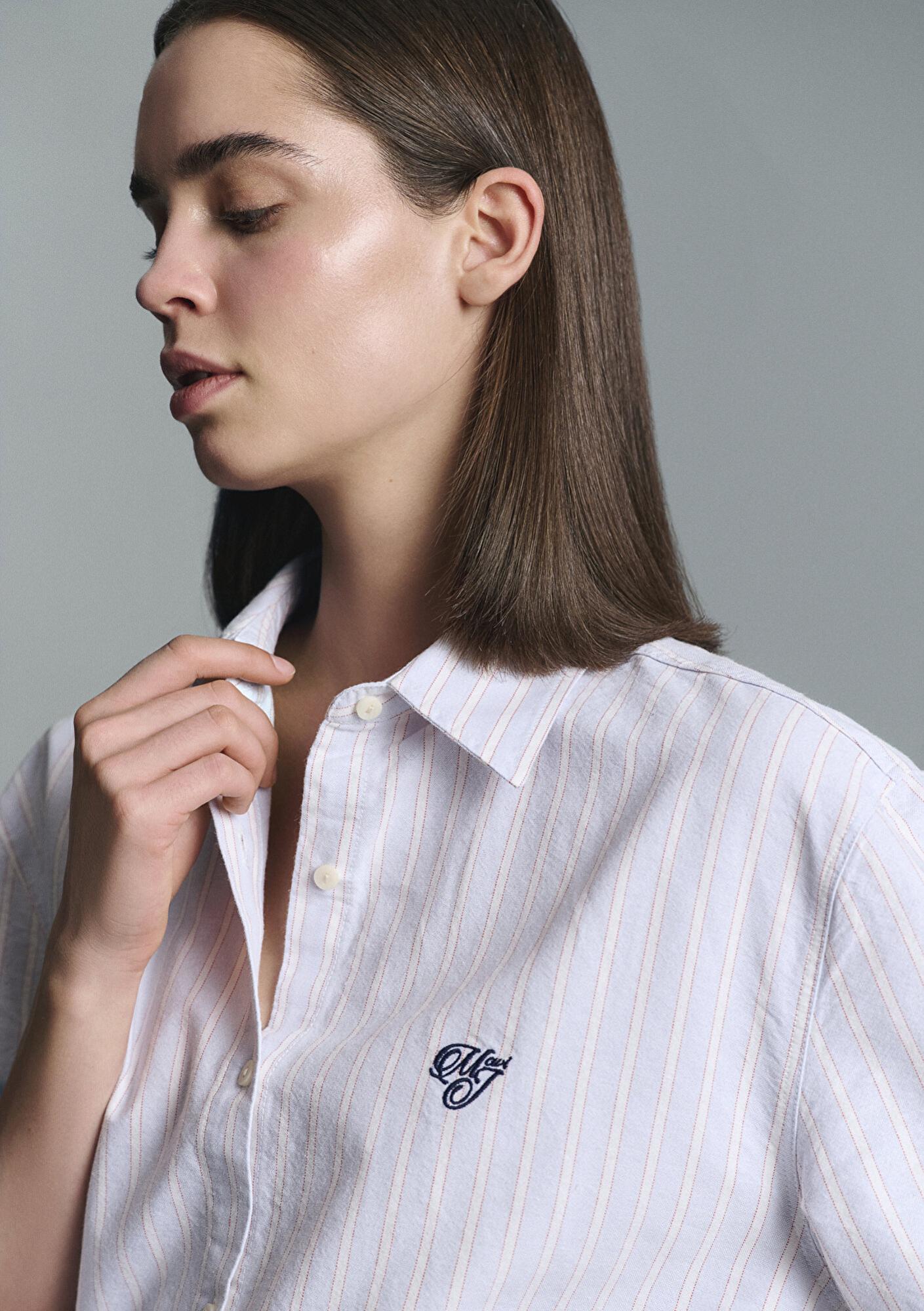 Mavi Mavi Çizgili Gömlek Loose Fit / Bol Rahat Kesim 1211420-91460