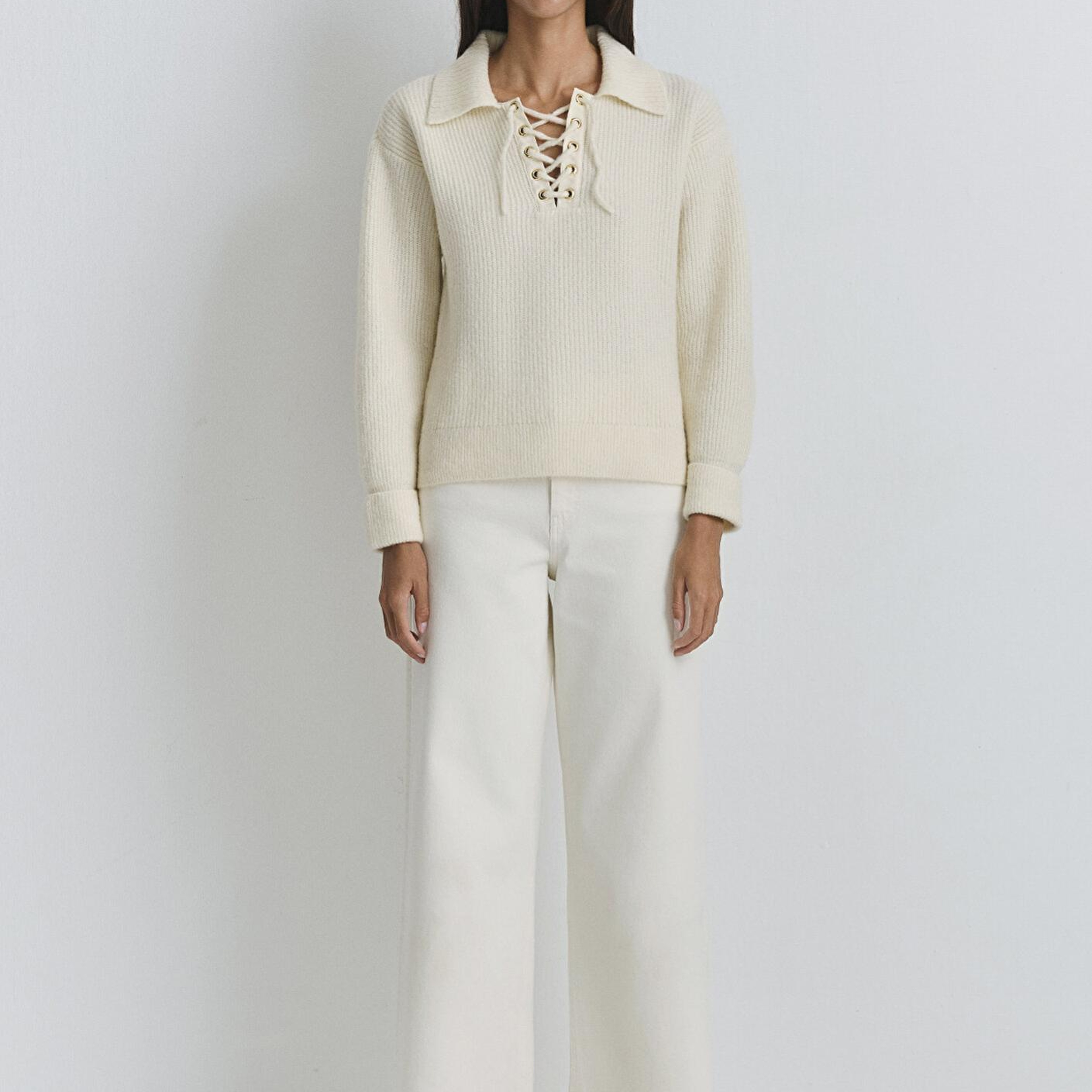 Mavi Polo Yaka Ekru Kazak 1710879-80194