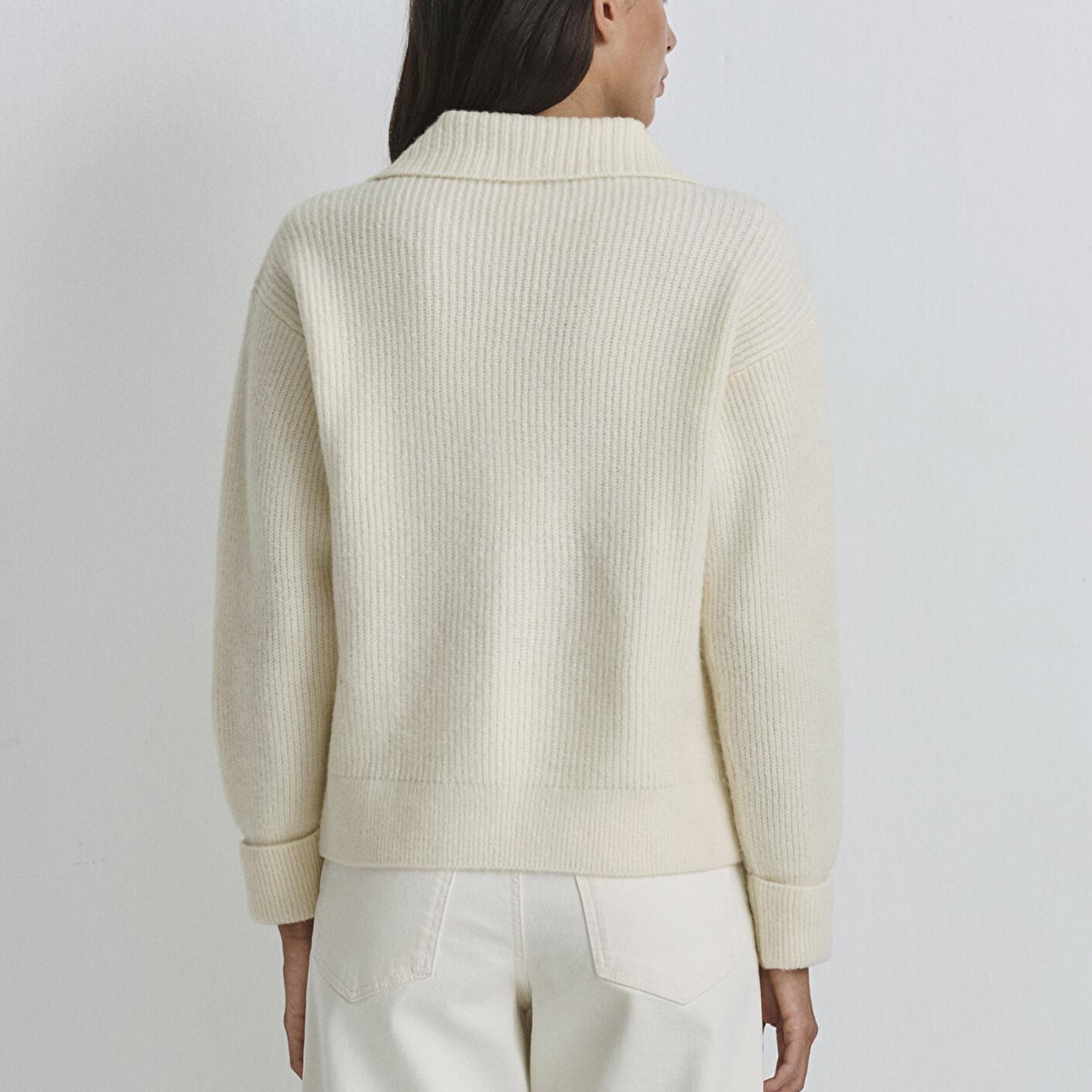 Mavi Polo Yaka Ekru Kazak 1710879-80194