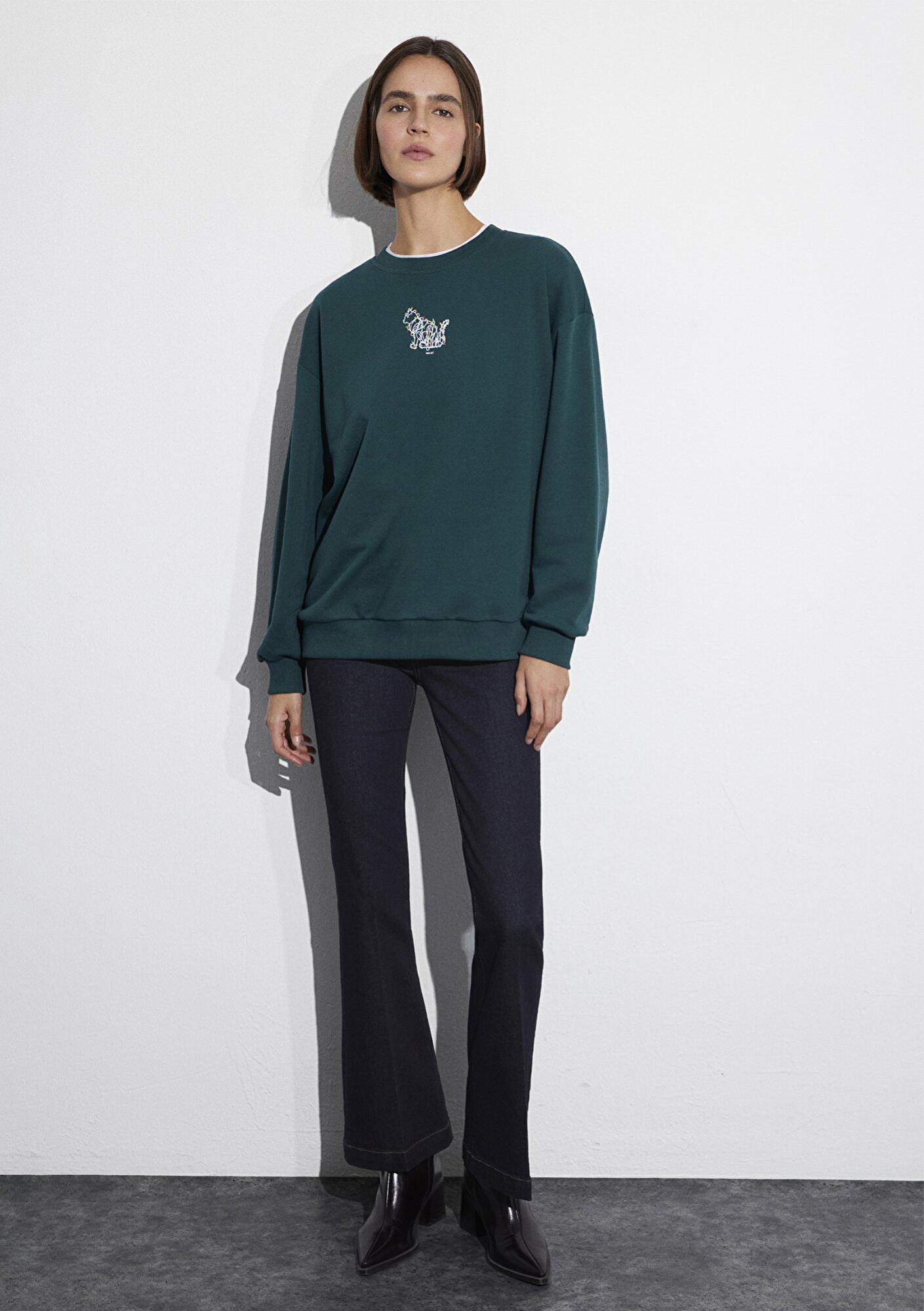 Mavi Yılbaşı Temalı Yeşil Sweatshirt 1S10500-71932