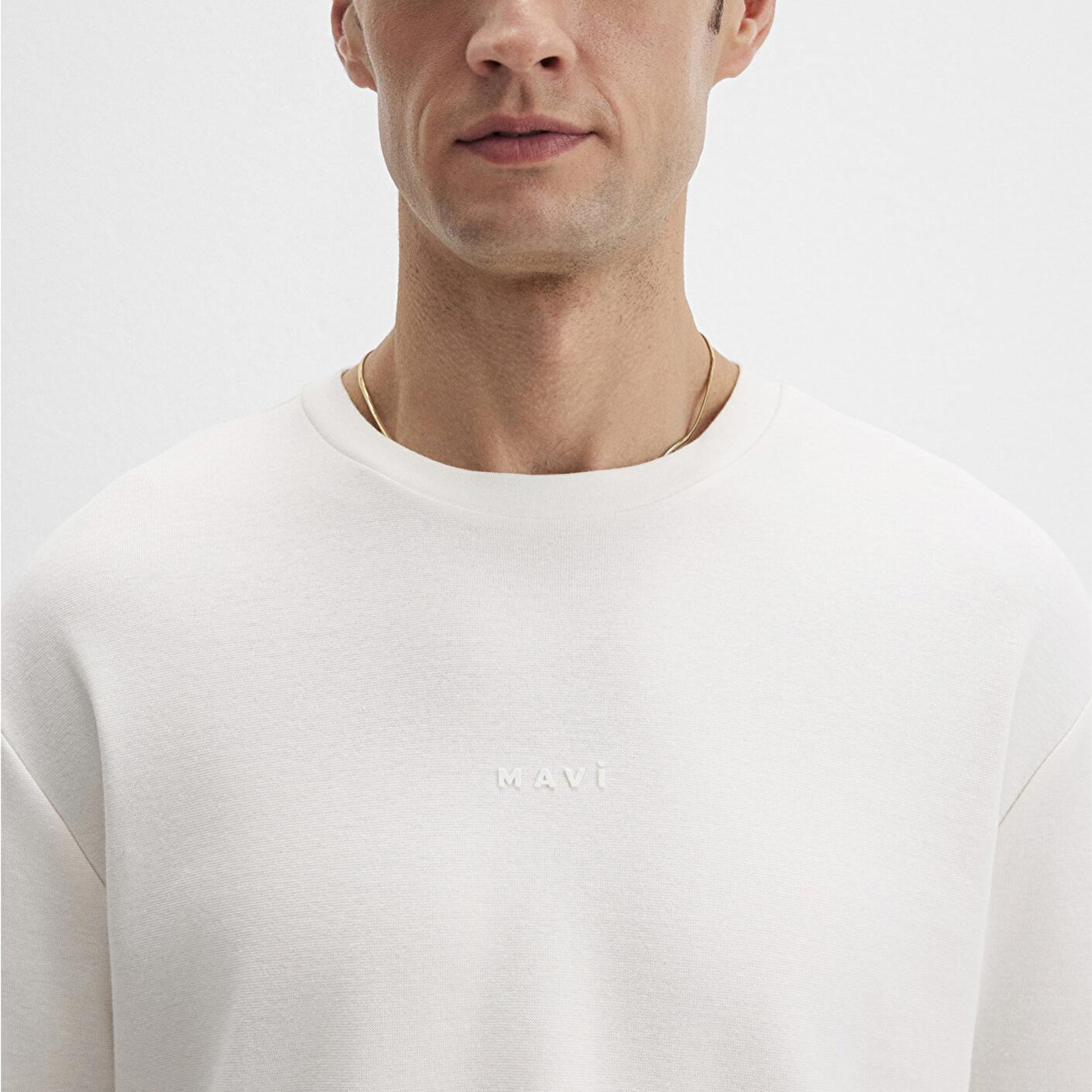 Mavi Mavi Logo Baskılı Ekru Tişört Loose Fit / Bol Rahat Kesim 0613250-70057