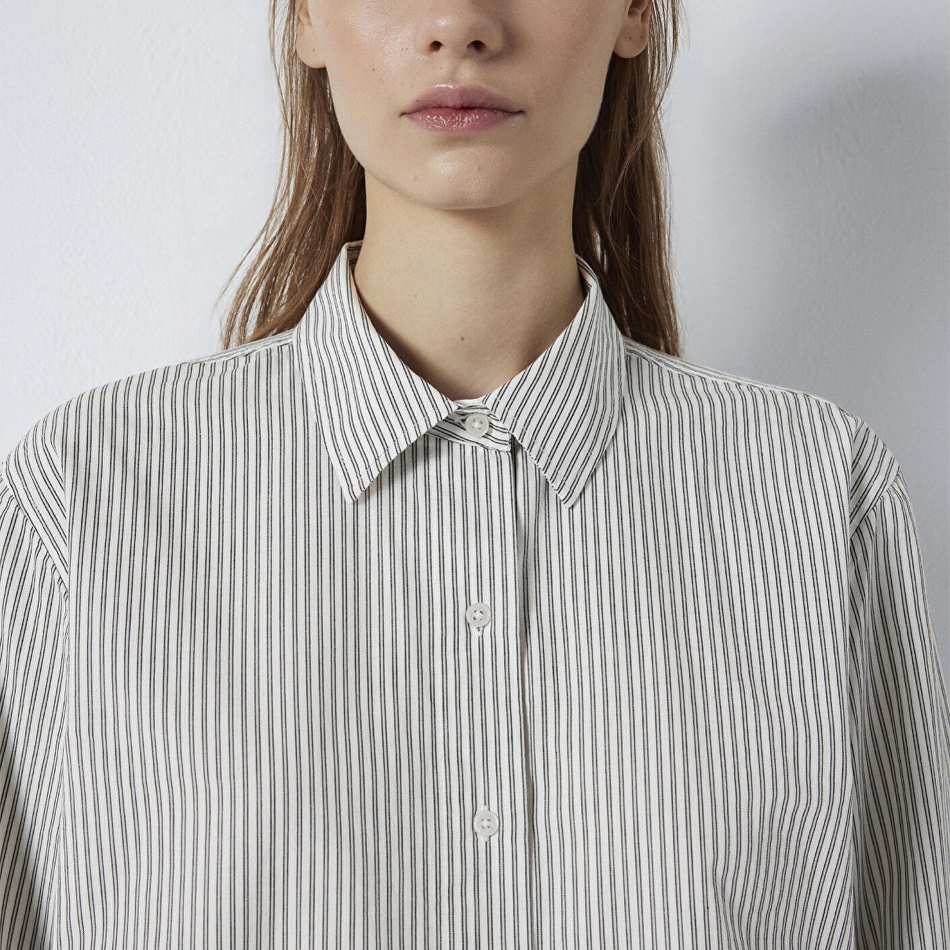 Mavi Çizgili Gömlek Loose Fit / Bol Rahat Kesim 1211394-84014