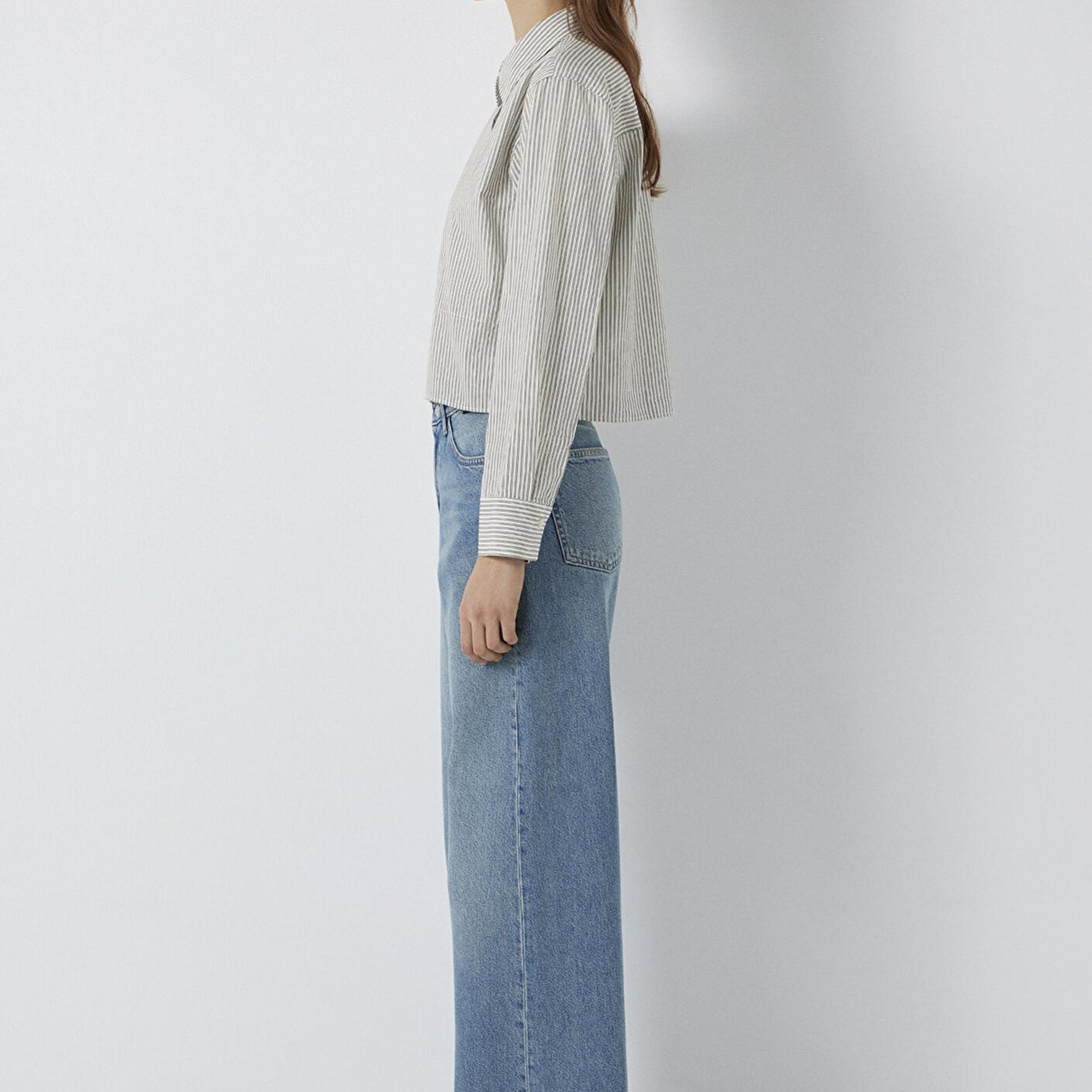 Mavi Çizgili Gömlek Loose Fit / Bol Rahat Kesim 1211394-84014