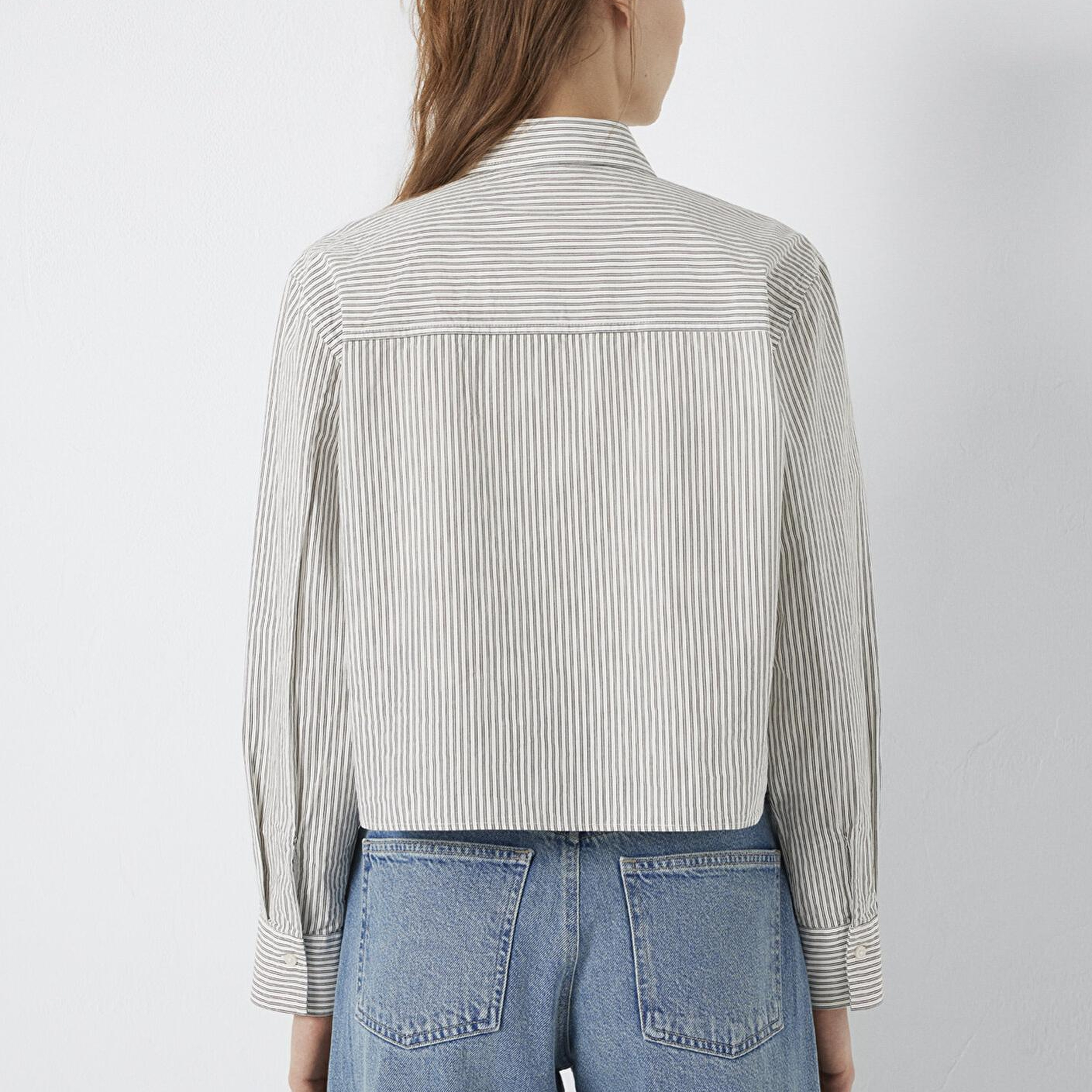 Mavi Çizgili Gömlek Loose Fit / Bol Rahat Kesim 1211394-84014