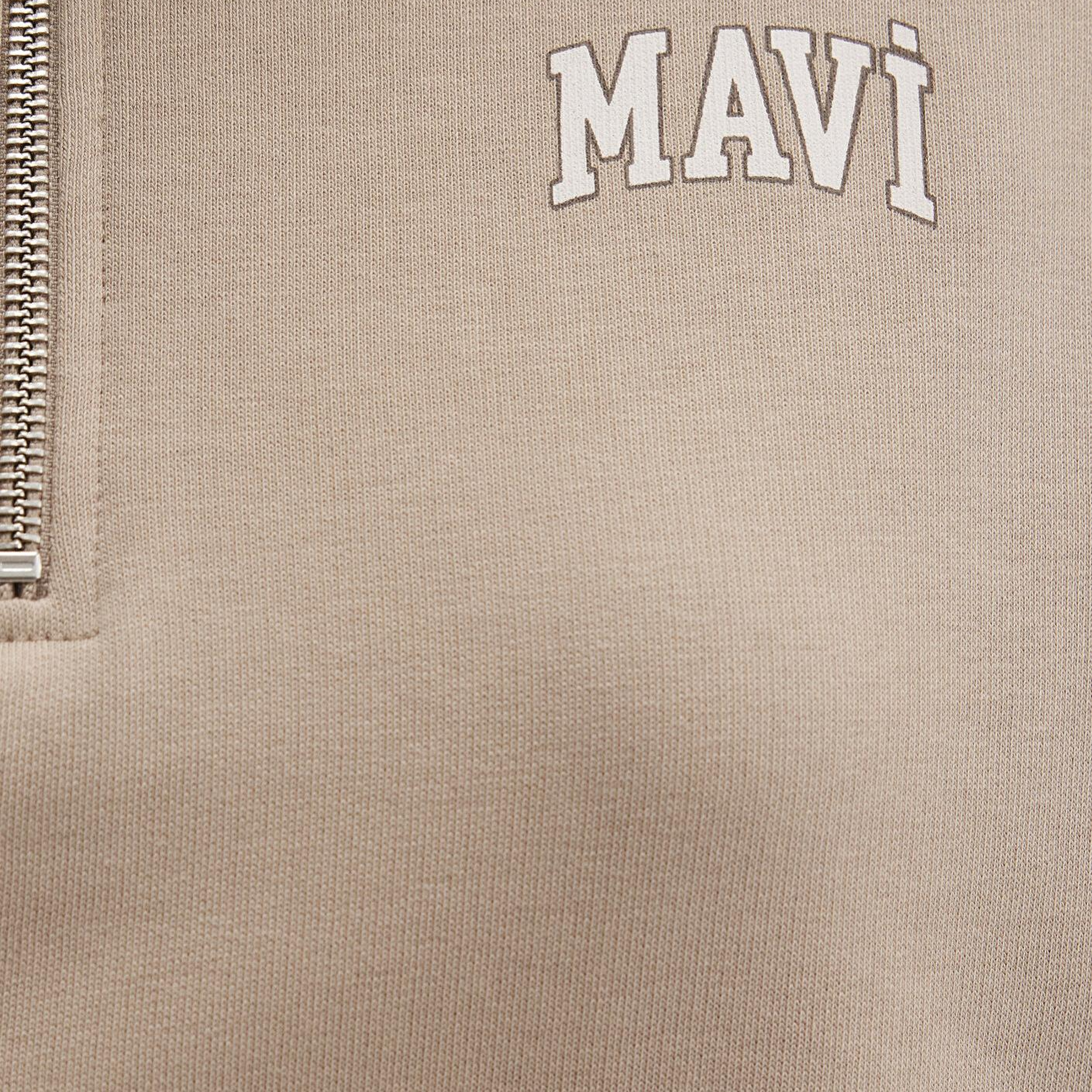 Mavi Mavi Logo Baskılı Bej Sweatshirt 1S10179-70344