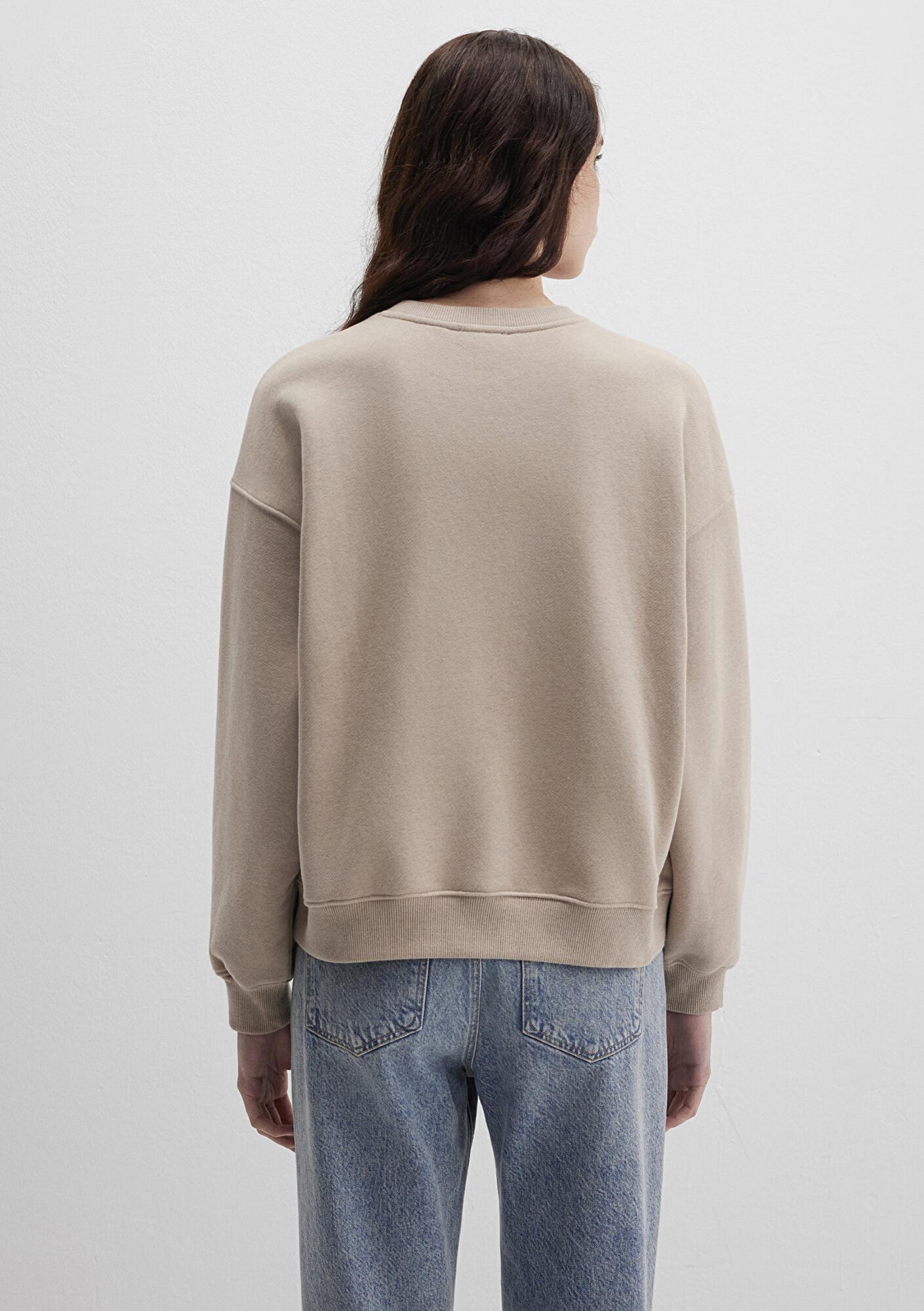 Mavi Mavi Logo Baskılı Bej Sweatshirt 1S10490-70344