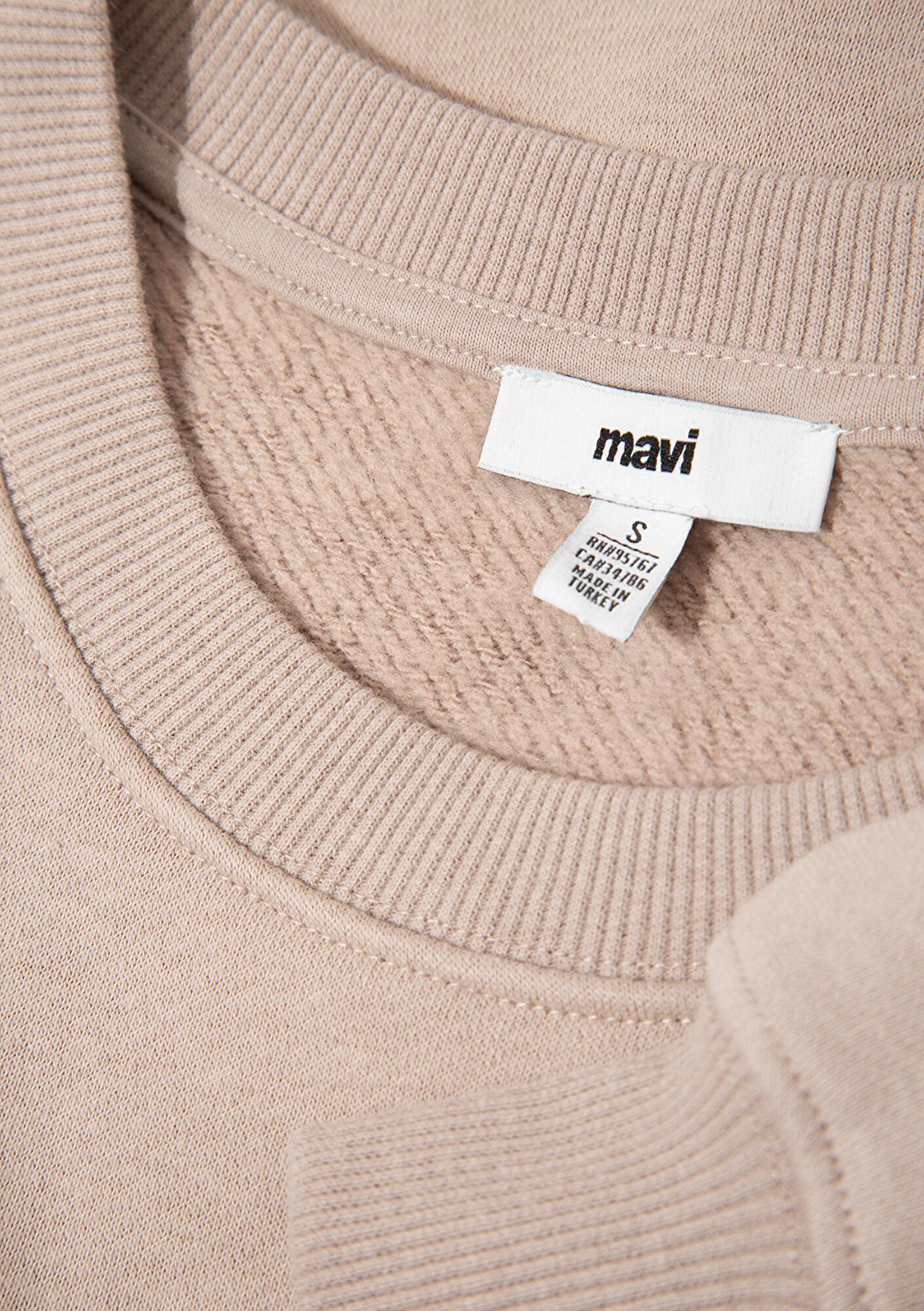 Mavi Mavi Logo Baskılı Bej Sweatshirt 1S10490-70344