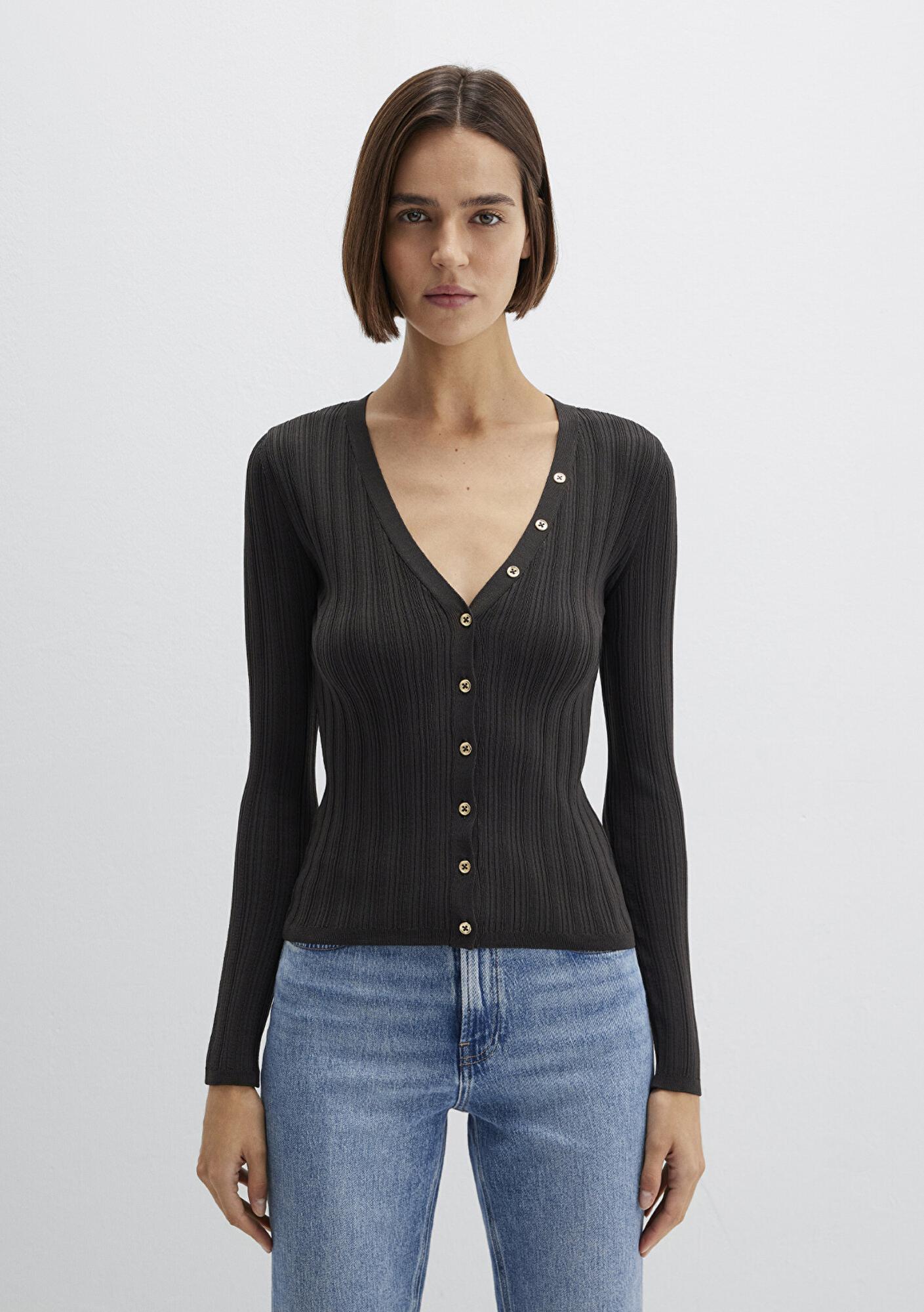 Mavi Antrasit Hırka Fitted / Vücuda Oturan Kesim 1710864-70262