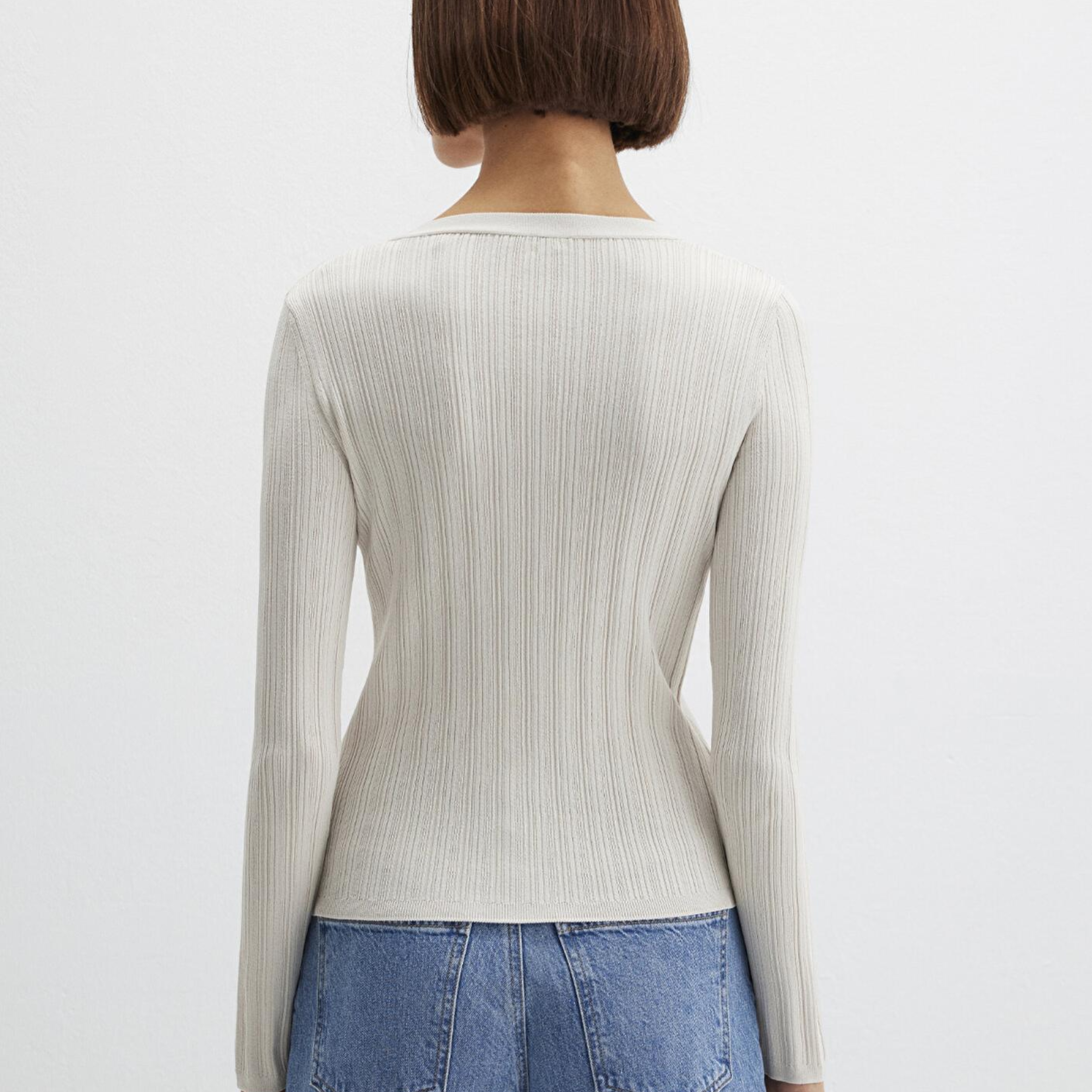 Mavi Ekru Hırka Fitted / Vücuda Oturan Kesim 1710864-80194