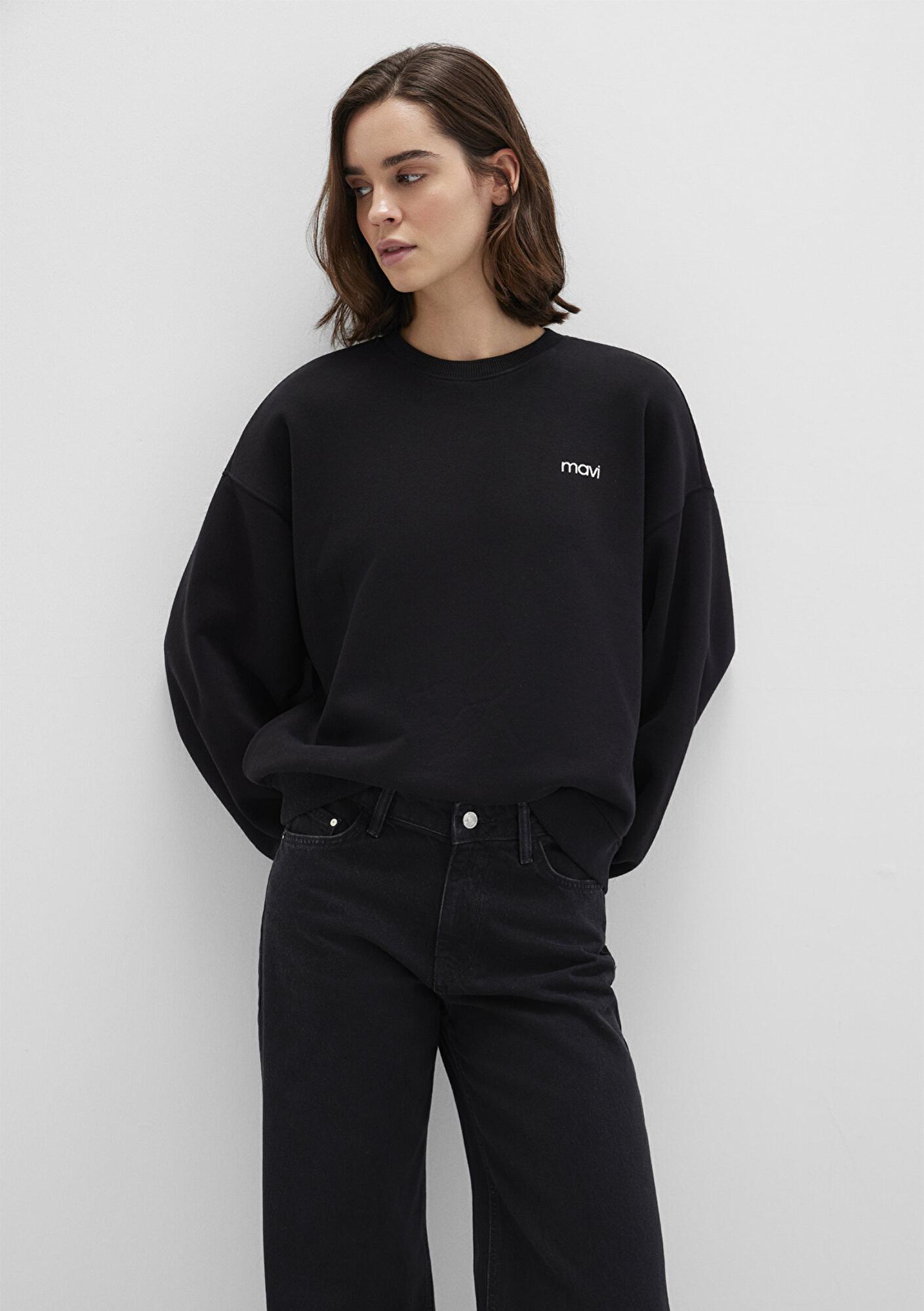 Mavi Mavi Logo Baskılı Siyah Sweatshirt 1S10490-900