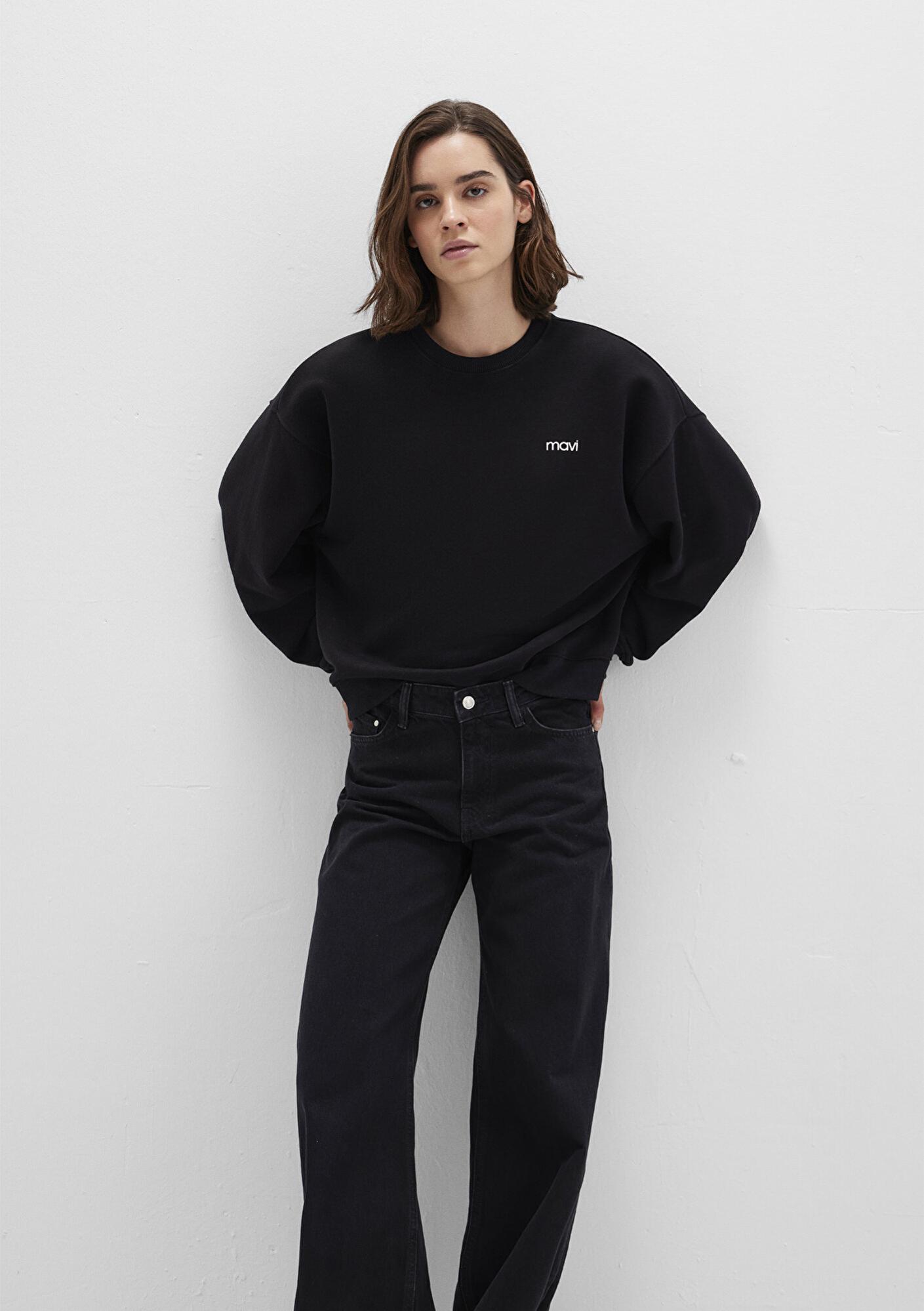 Mavi Mavi Logo Baskılı Siyah Sweatshirt 1S10490-900