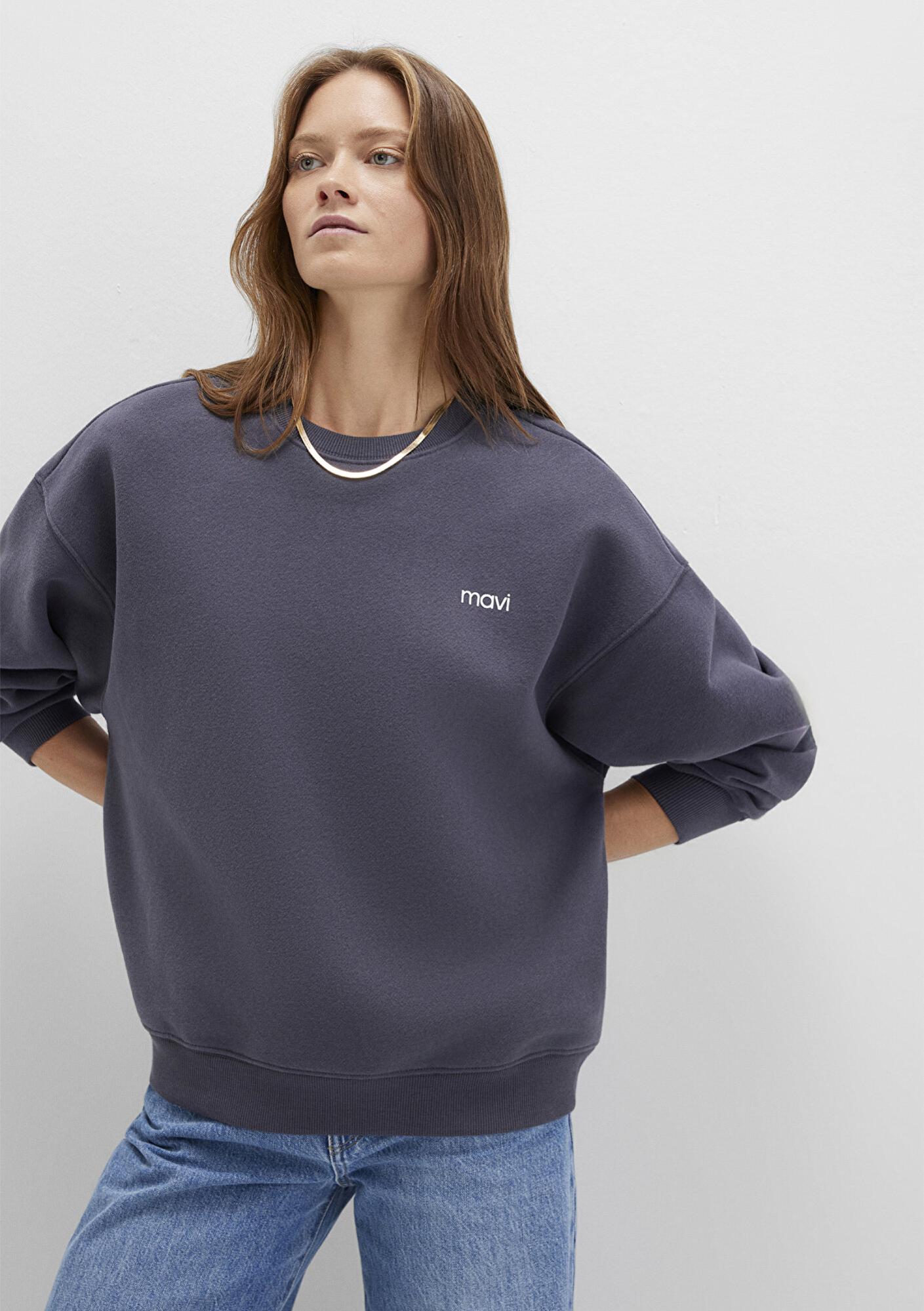 Mavi Mavi Logo Baskılı Antrasit Sweatshirt 1S10490-80932