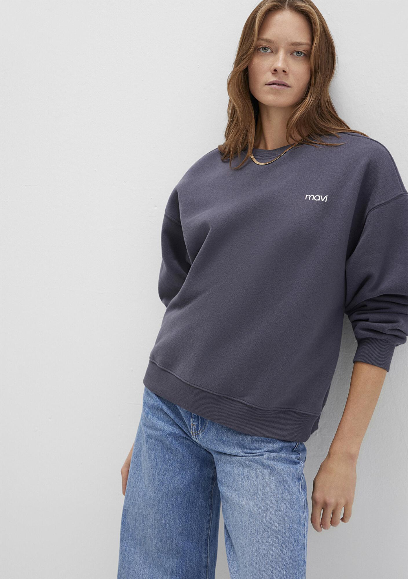 Mavi Mavi Logo Baskılı Antrasit Sweatshirt 1S10490-80932