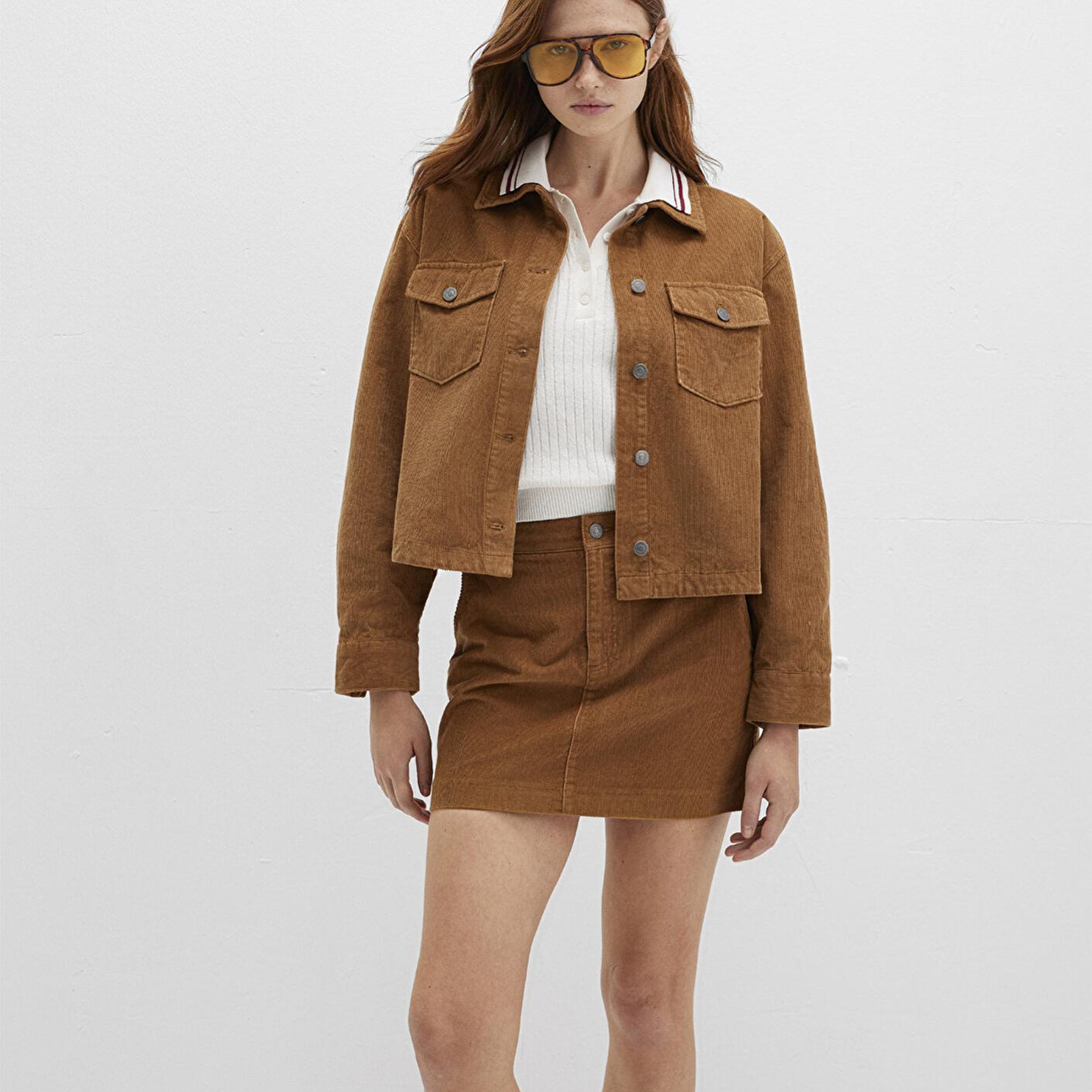 Mavi Kahverengi Kadife Gömlek Loose Fit / Bol Rahat Kesim 1211405-91393