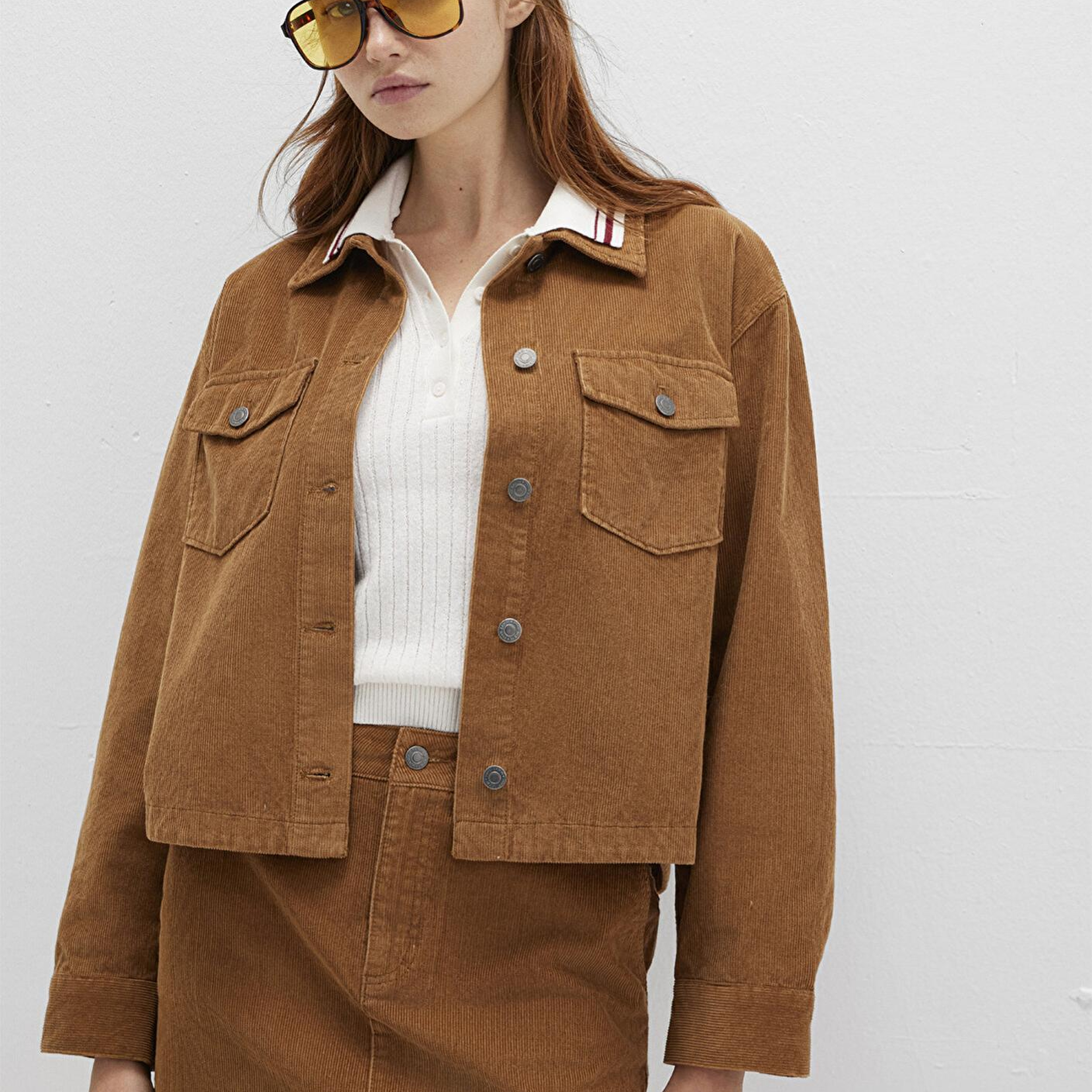 Mavi Kahverengi Kadife Gömlek Loose Fit / Bol Rahat Kesim 1211405-91393