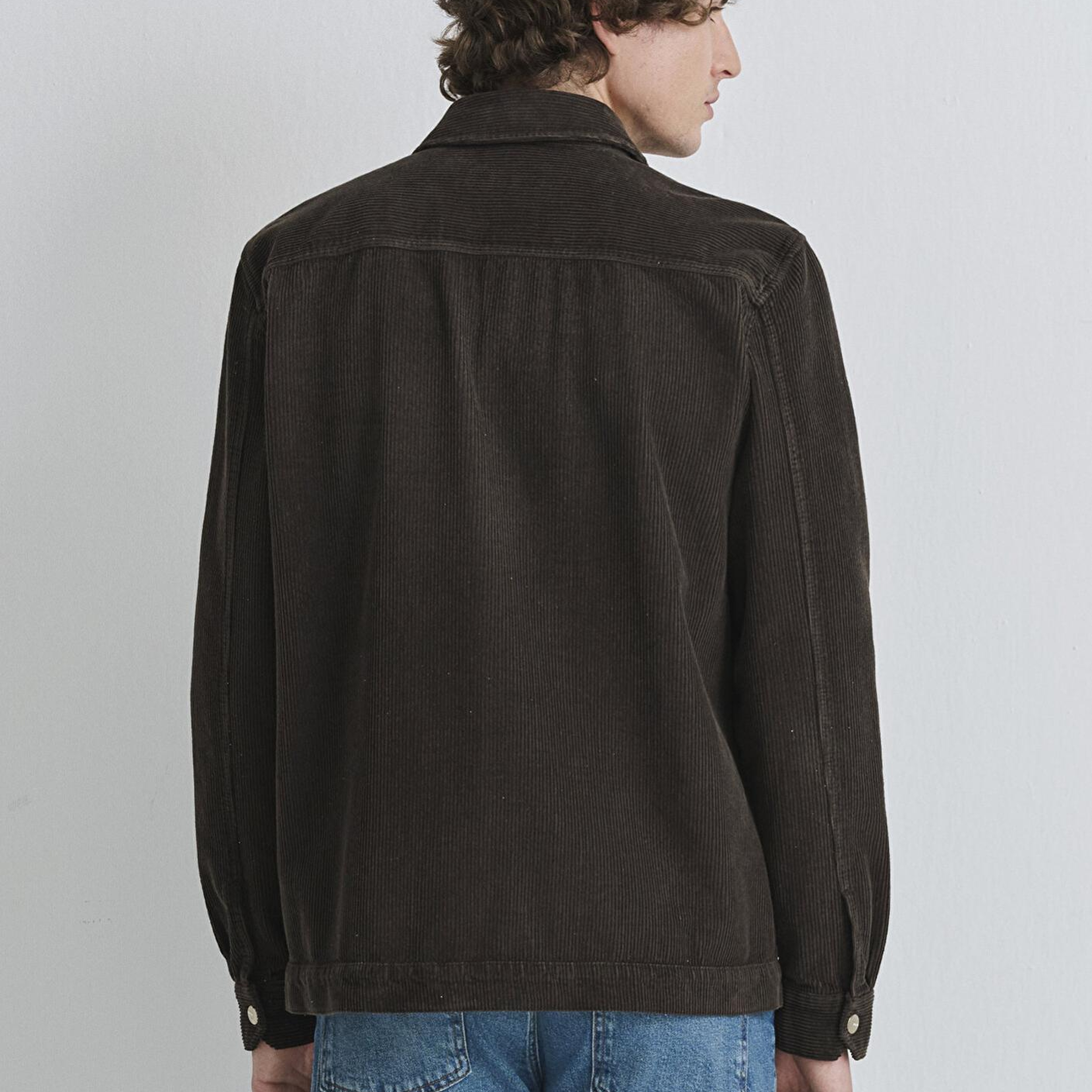 Mavi Kahverengi Cepli Kadife Gömlek Loose Fit / Bol Rahat Kesim 0211750-70219