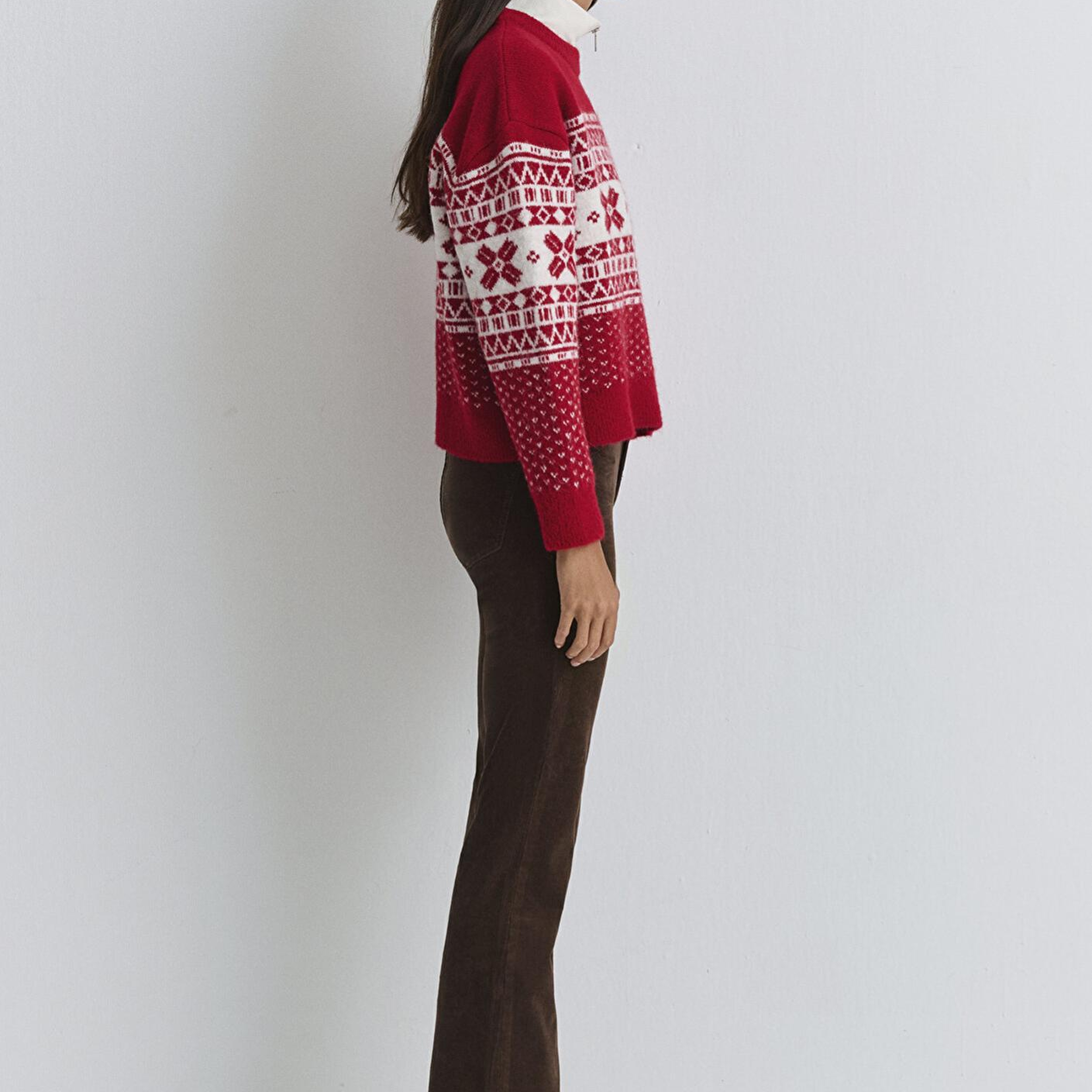 Mavi Yılbaşı Temalı Kırmızı Kazak Loose Fit / Bol Rahat Kesim 1710869-70057