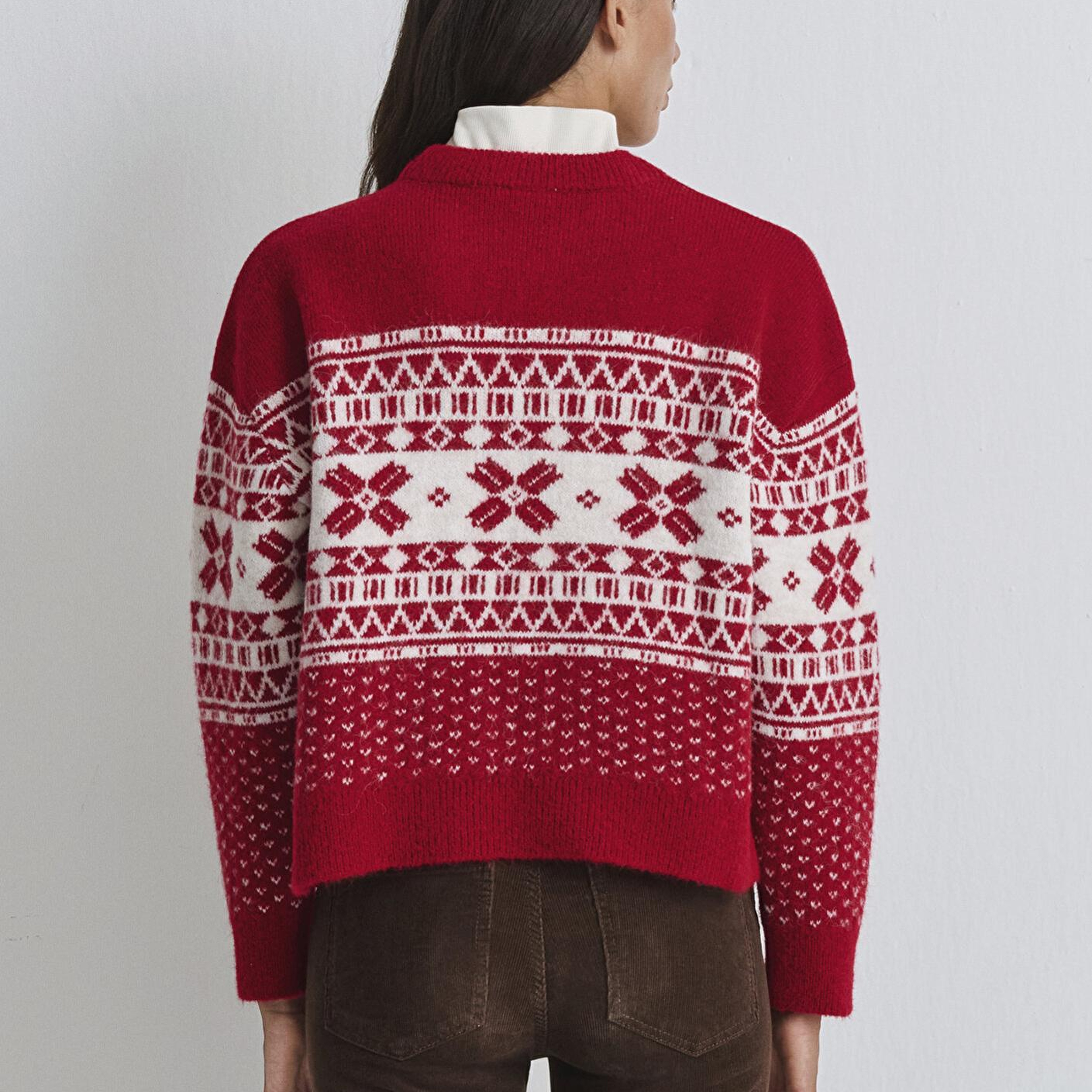 Mavi Yılbaşı Temalı Kırmızı Kazak Loose Fit / Bol Rahat Kesim 1710869-70057