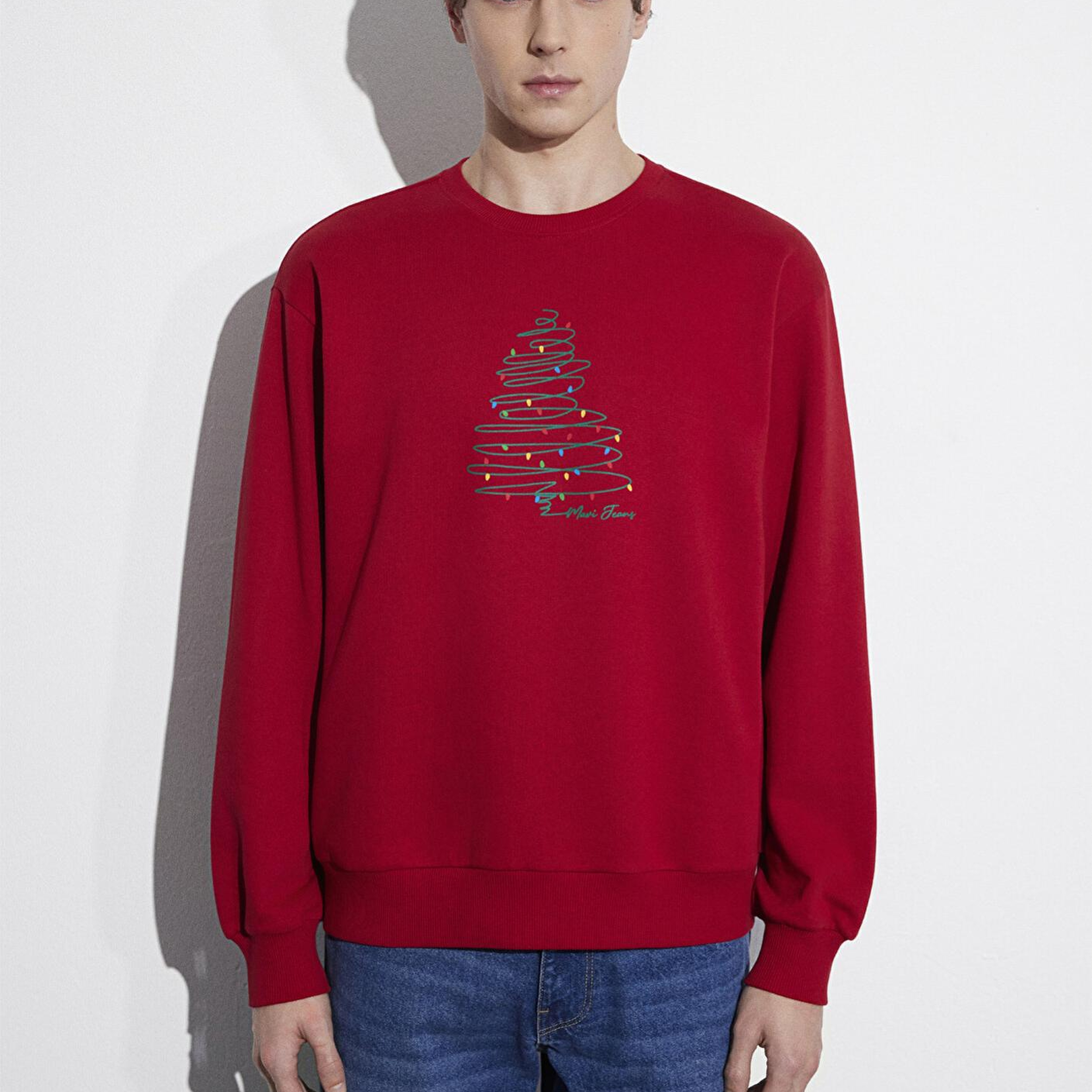 Mavi Yılbaşı Temalı Kırmızı Sweatshirt 0S10552-70390