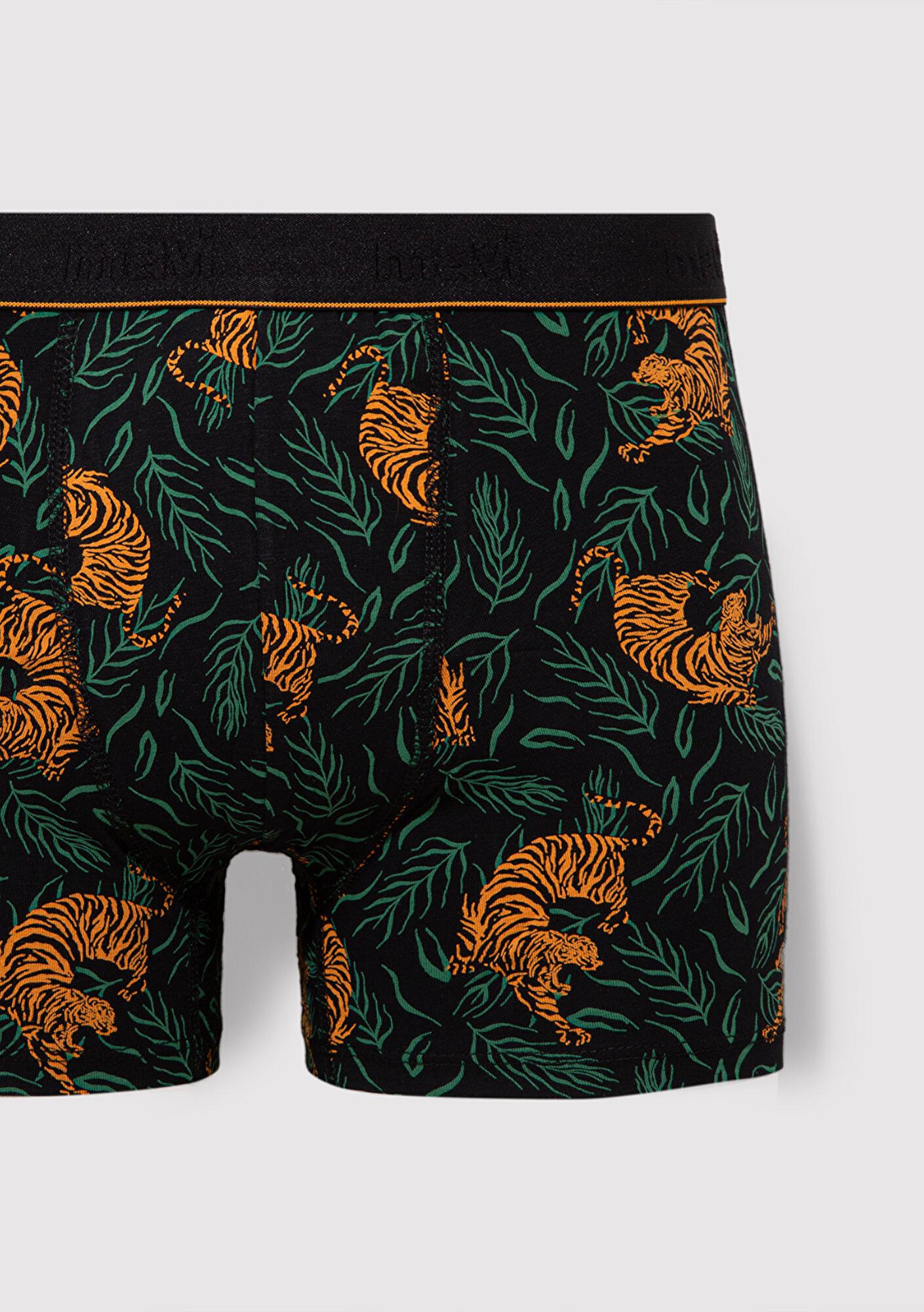 Mavi 3lü Kaplan Baskılı Siyah Boxer 0912203-900