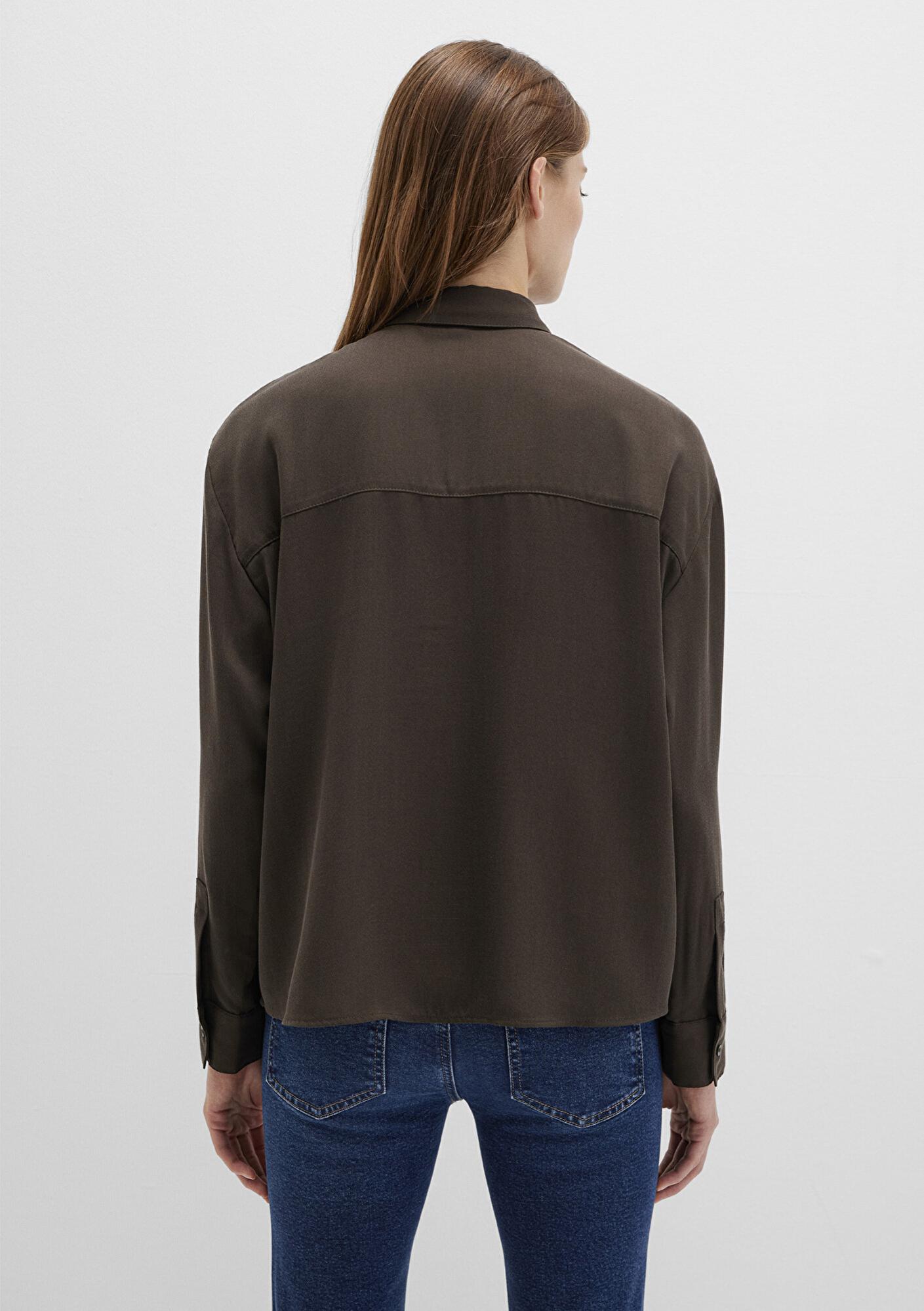 Mavi Kahverengi (TENCEL™) Liyosel Gömlek Oversize / Geniş Kesim 1211354-71540