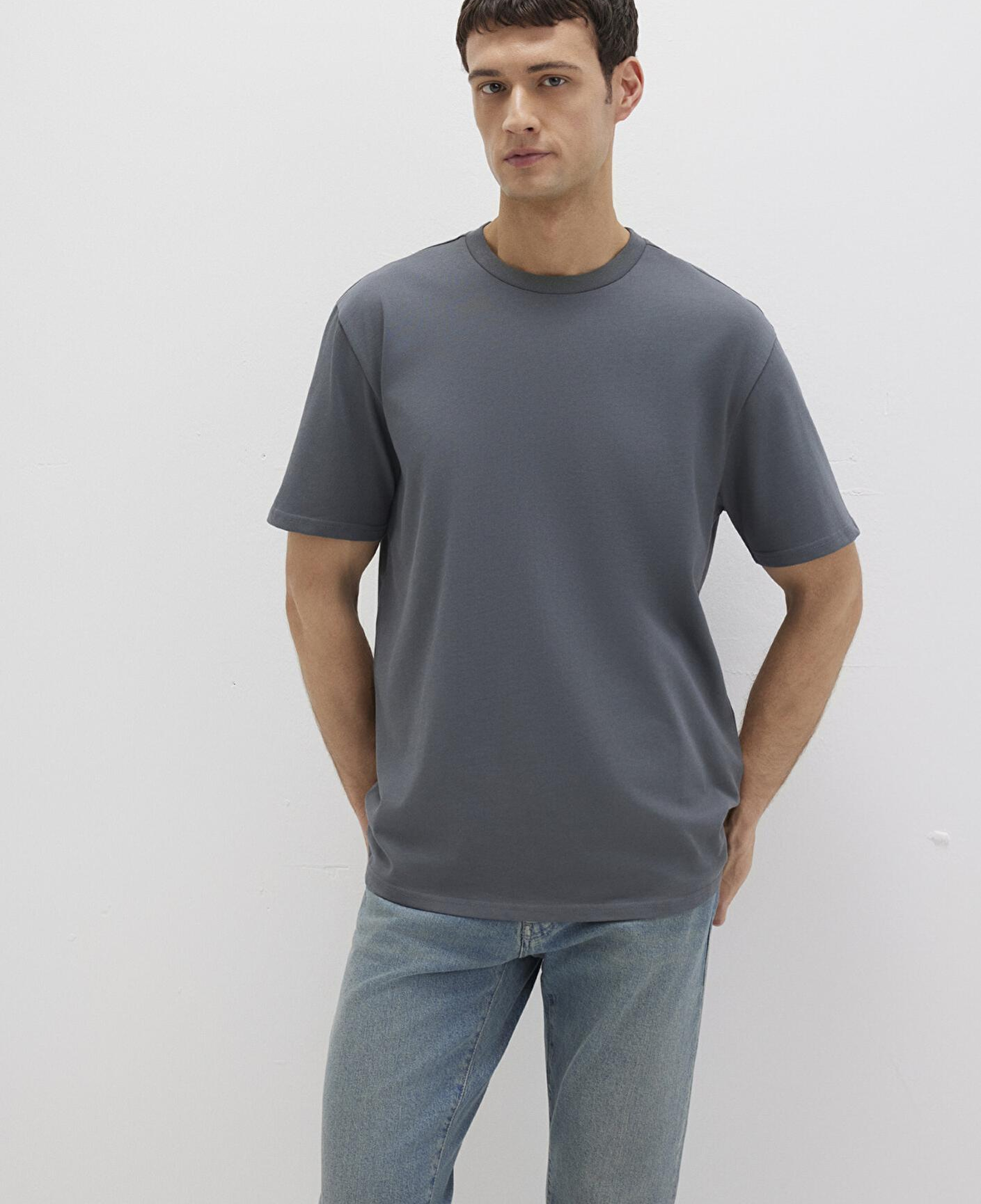 Mavi Bisiklet Yaka Antrasit Basic Tişört Loose Fit / Bol Rahat Kesim 0611596-80776