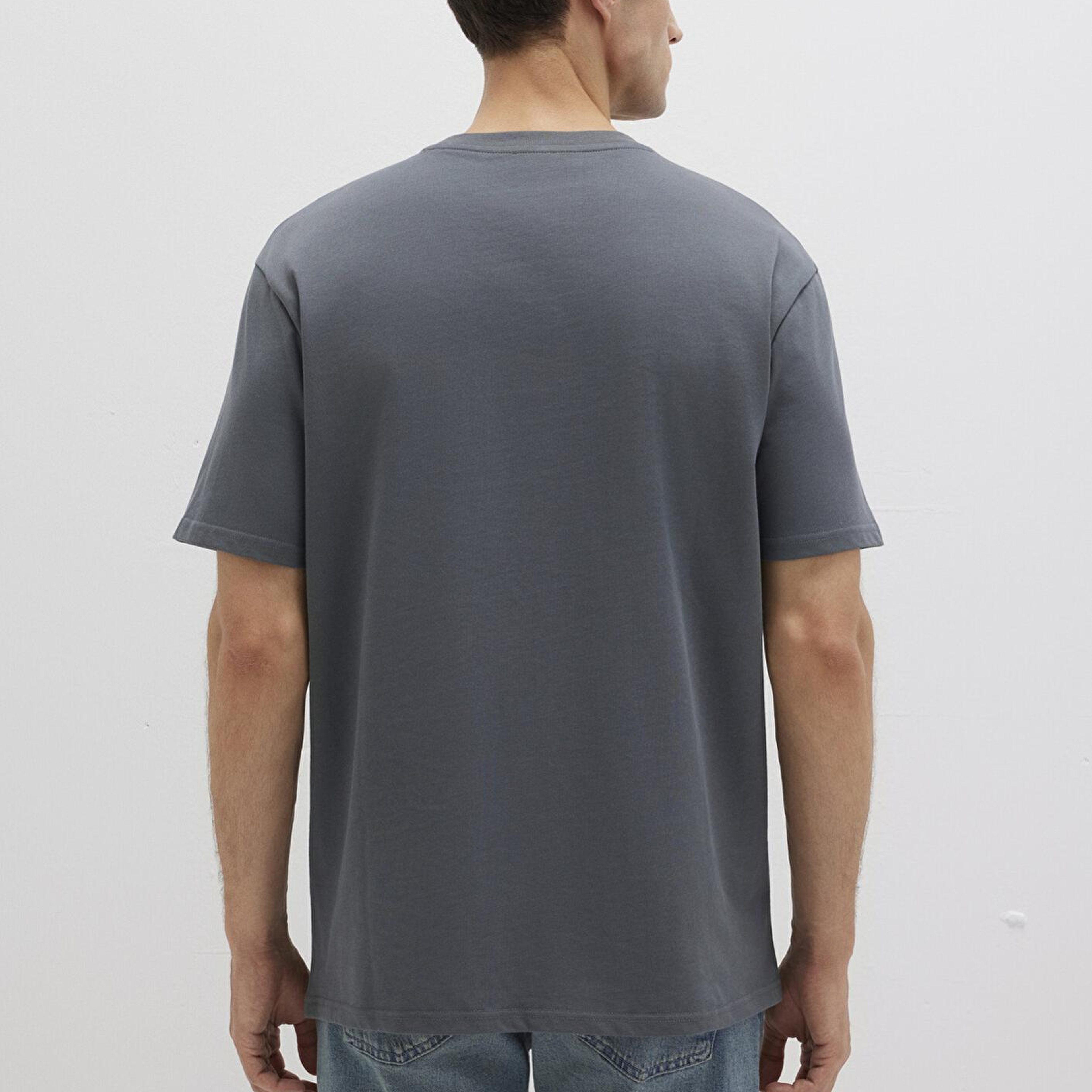 Mavi Bisiklet Yaka Antrasit Basic Tişört Loose Fit / Bol Rahat Kesim 0611596-80776