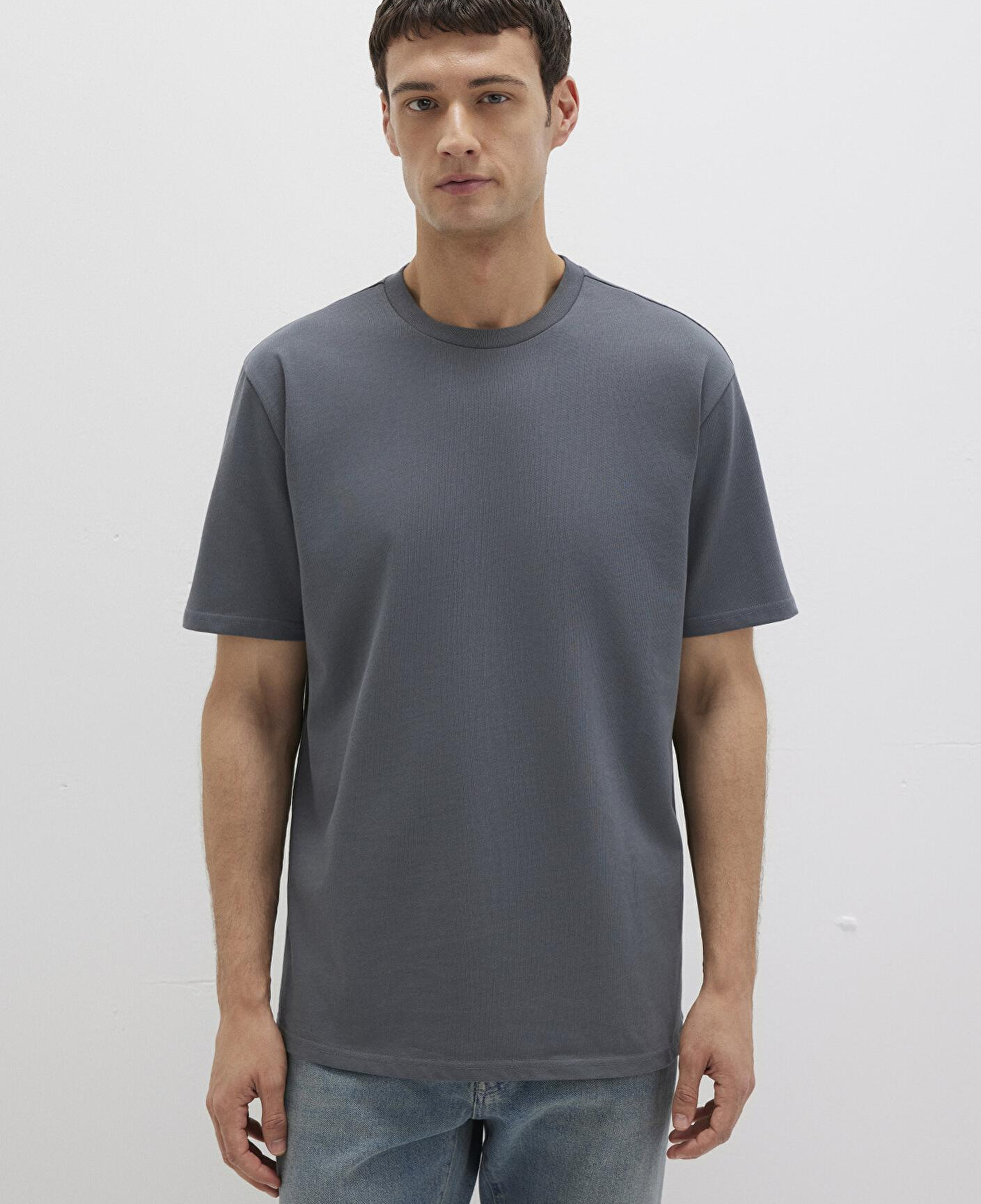 Mavi Bisiklet Yaka Antrasit Basic Tişört Loose Fit / Bol Rahat Kesim 0611596-80776