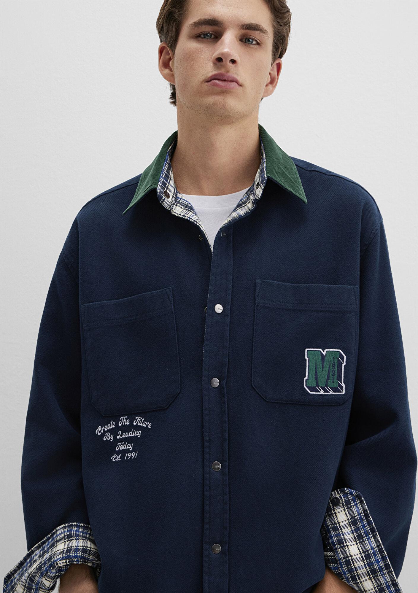 Mavi Çift Taraflı Lacivert Gömlek Loose Fit / Bol Rahat Kesim 0211783-80872