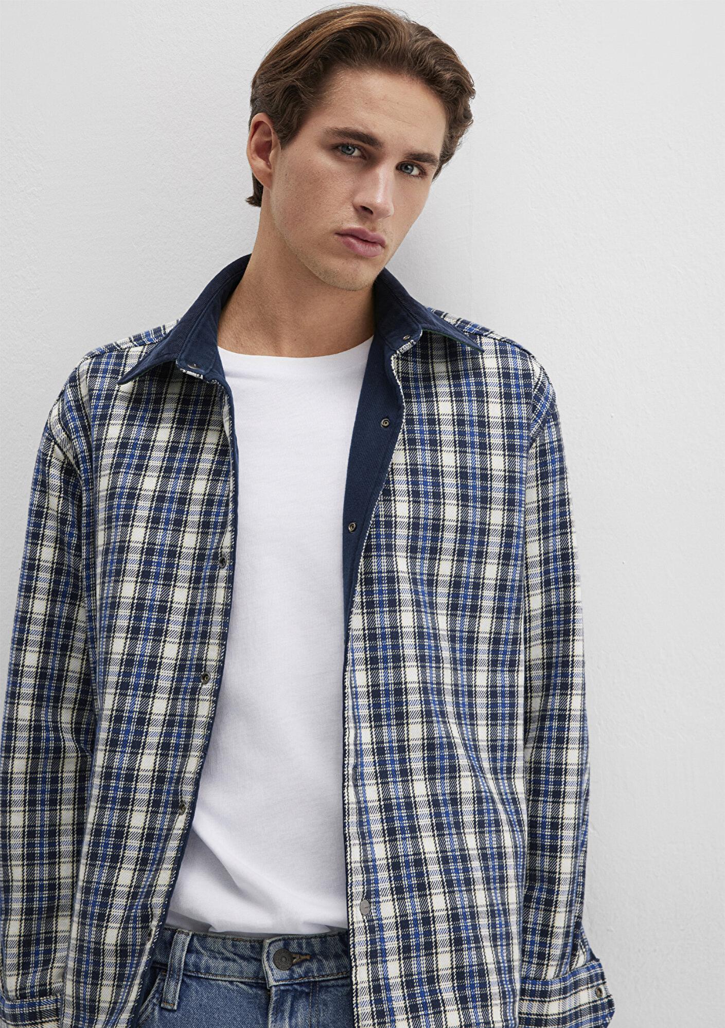 Mavi Çift Taraflı Lacivert Gömlek Loose Fit / Bol Rahat Kesim 0211783-80872