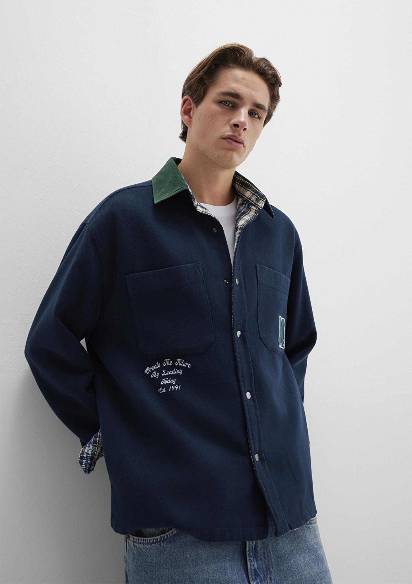 Mavi Çift Taraflı Lacivert Gömlek Loose Fit / Bol Rahat Kesim 0211783-80872