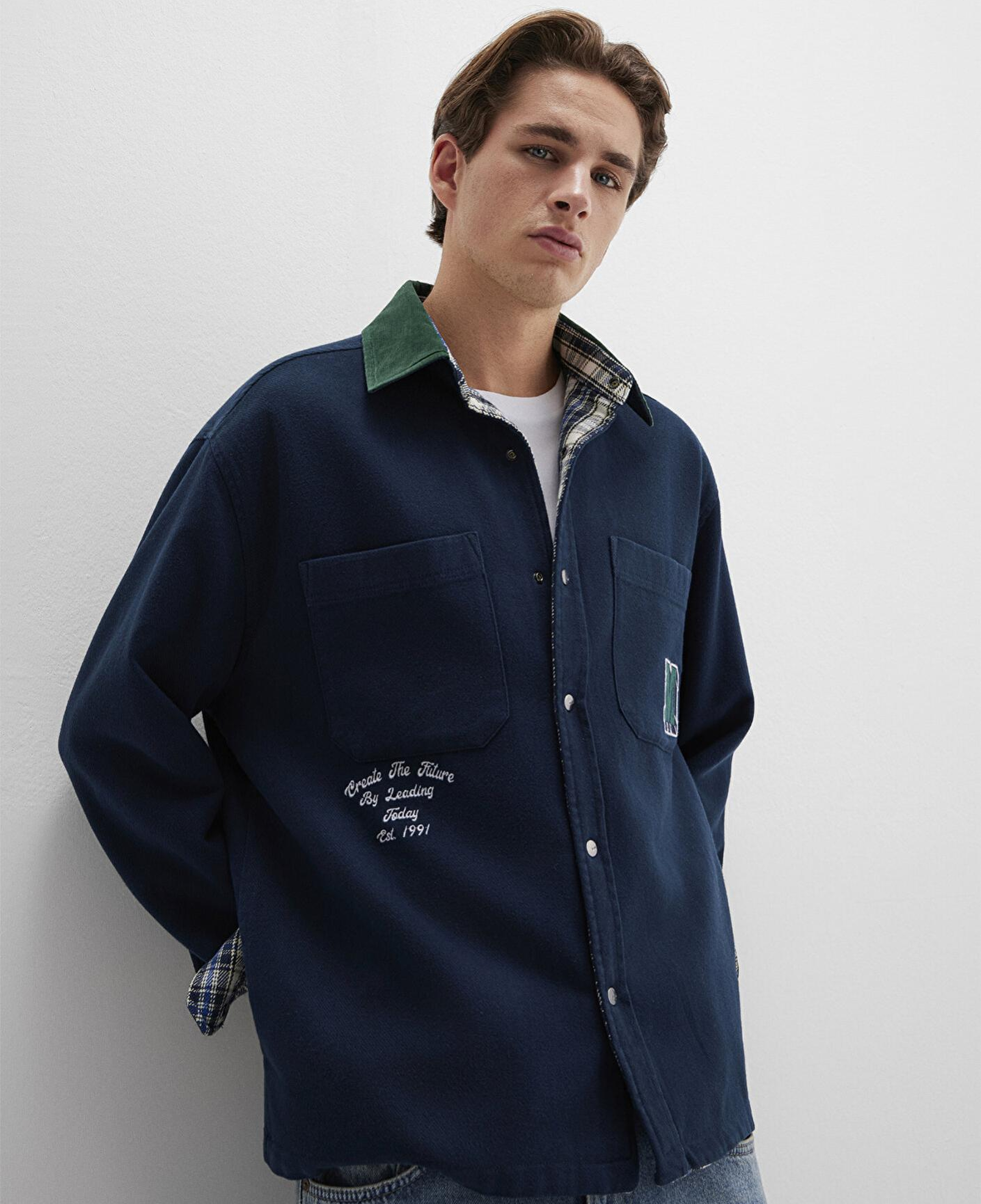 Mavi Çift Taraflı Lacivert Gömlek Loose Fit / Bol Rahat Kesim 0211783-80872